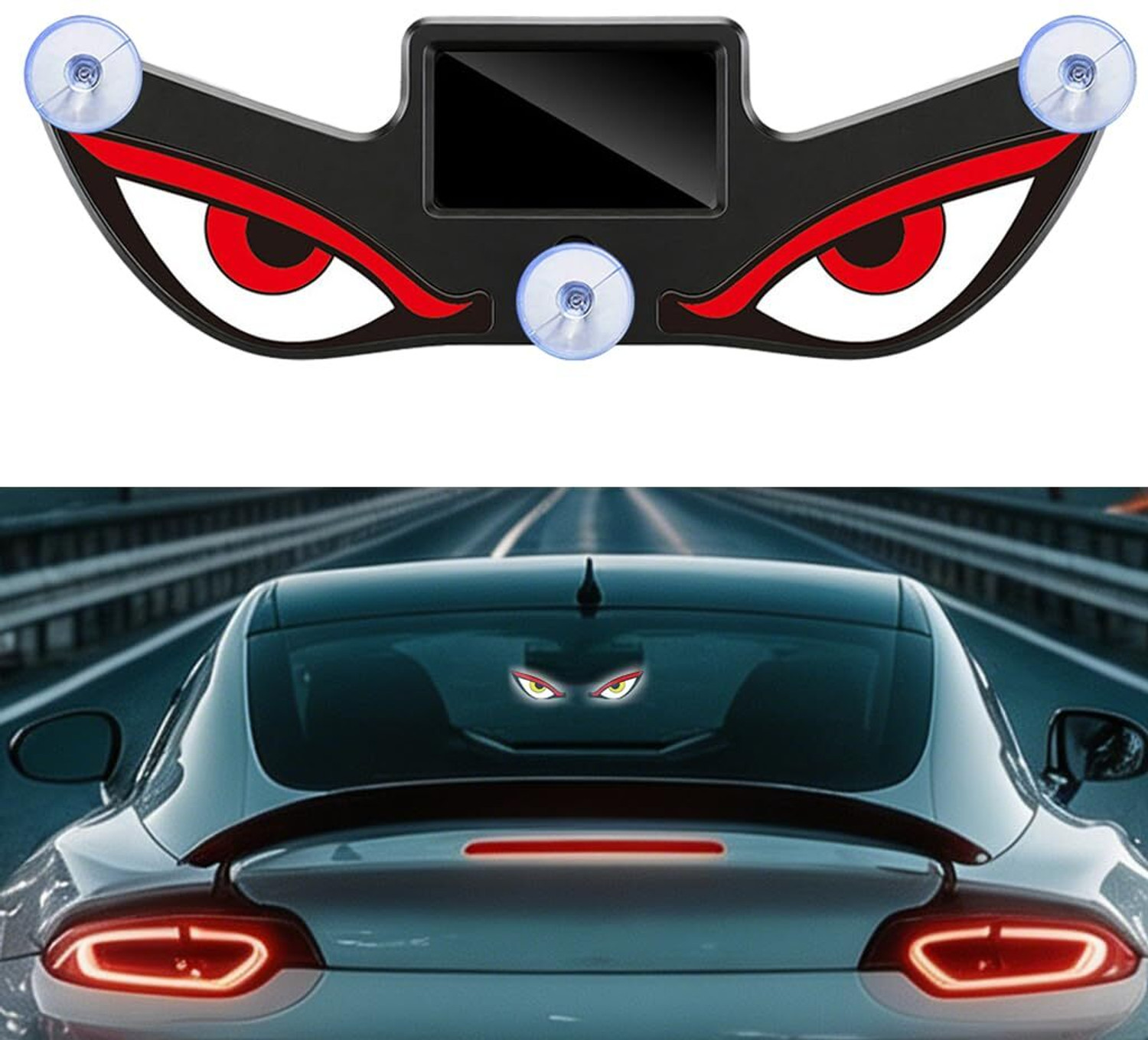 Image of MIVO Car Rear Windshield Solar Devil Eye Light | Triangle Shape LED Warning Car Fancy Lights