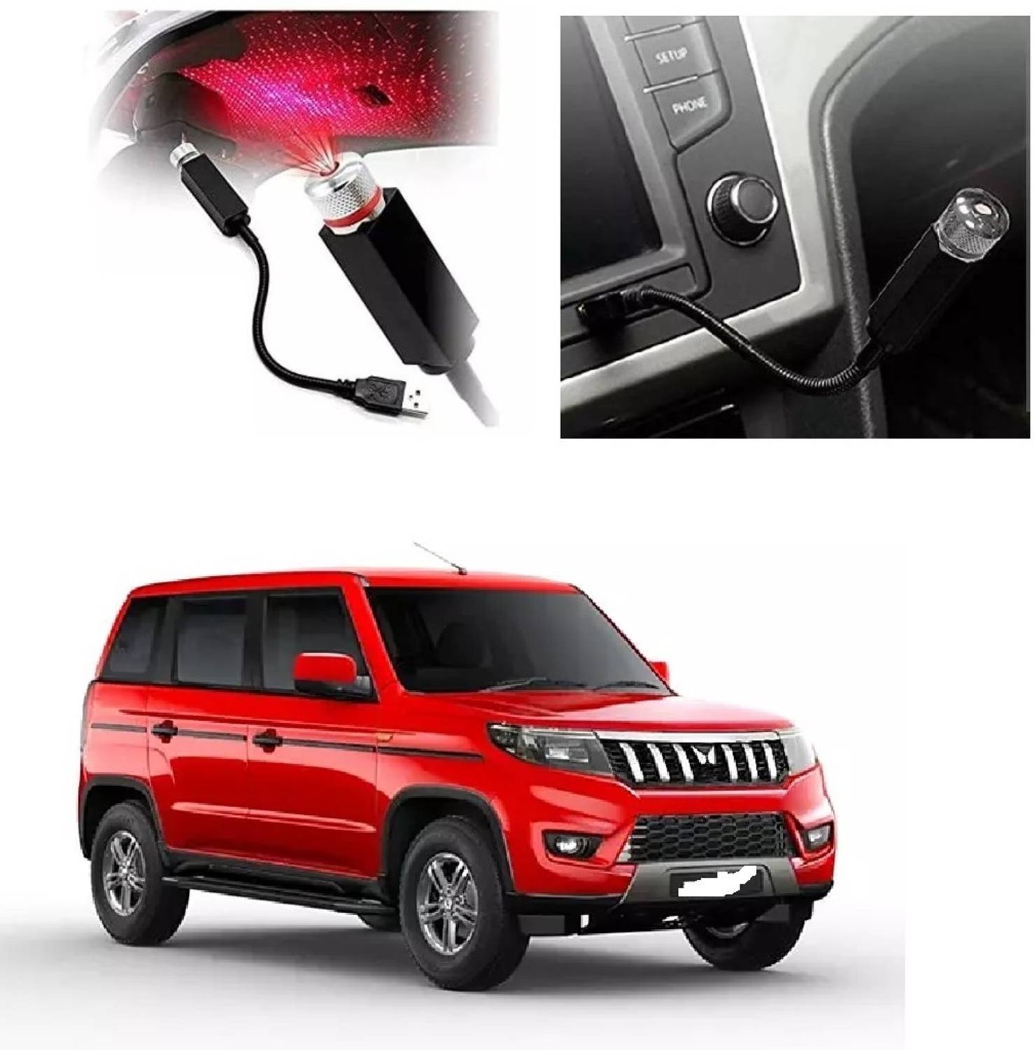AutooNation Car interior USB Ambient Star Projector Use Party Light For Mahindra Bolero Neo Car Fancy Lights