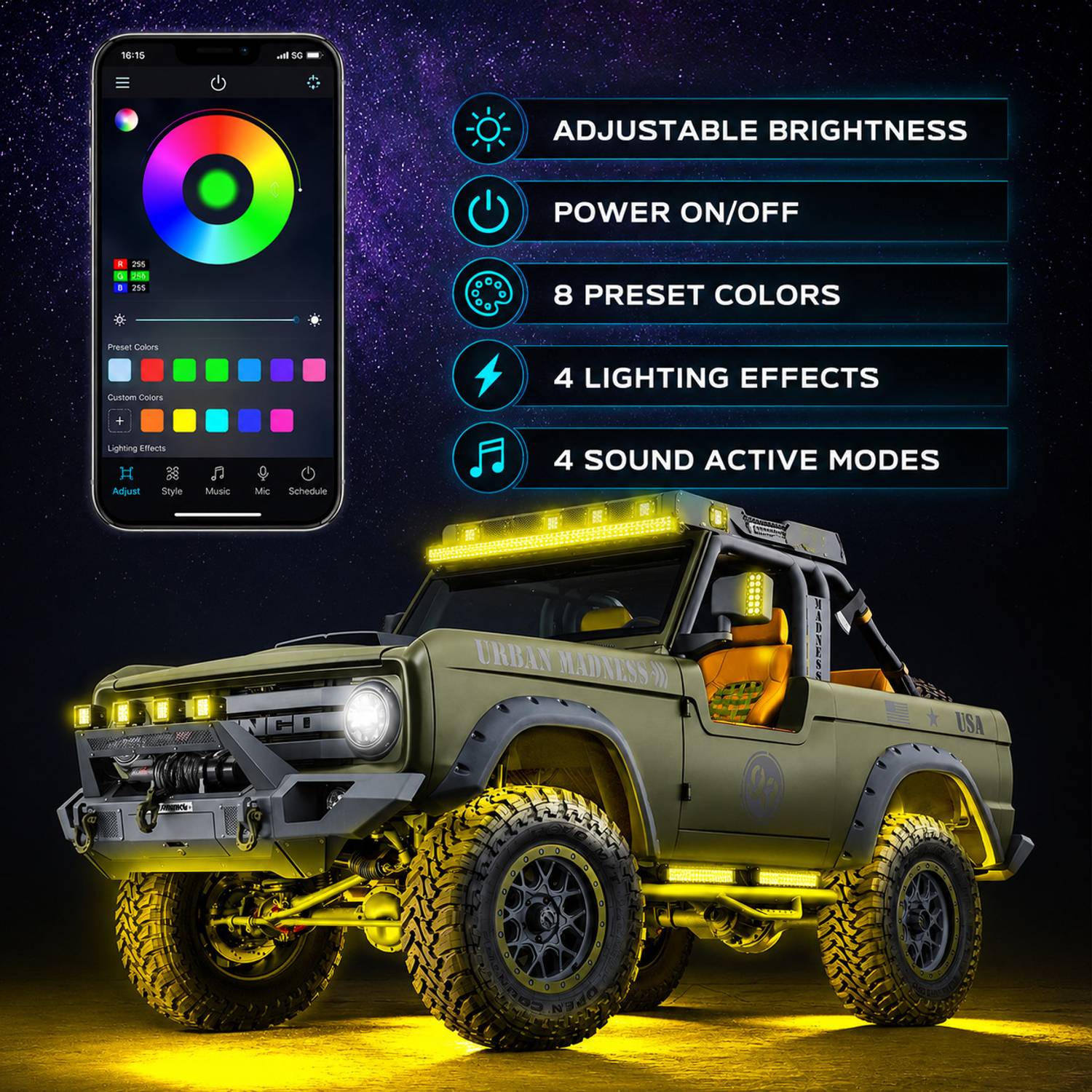 EliteAuto Waterproof Car Underbody Chassis Light 4 Pieces - Image 2