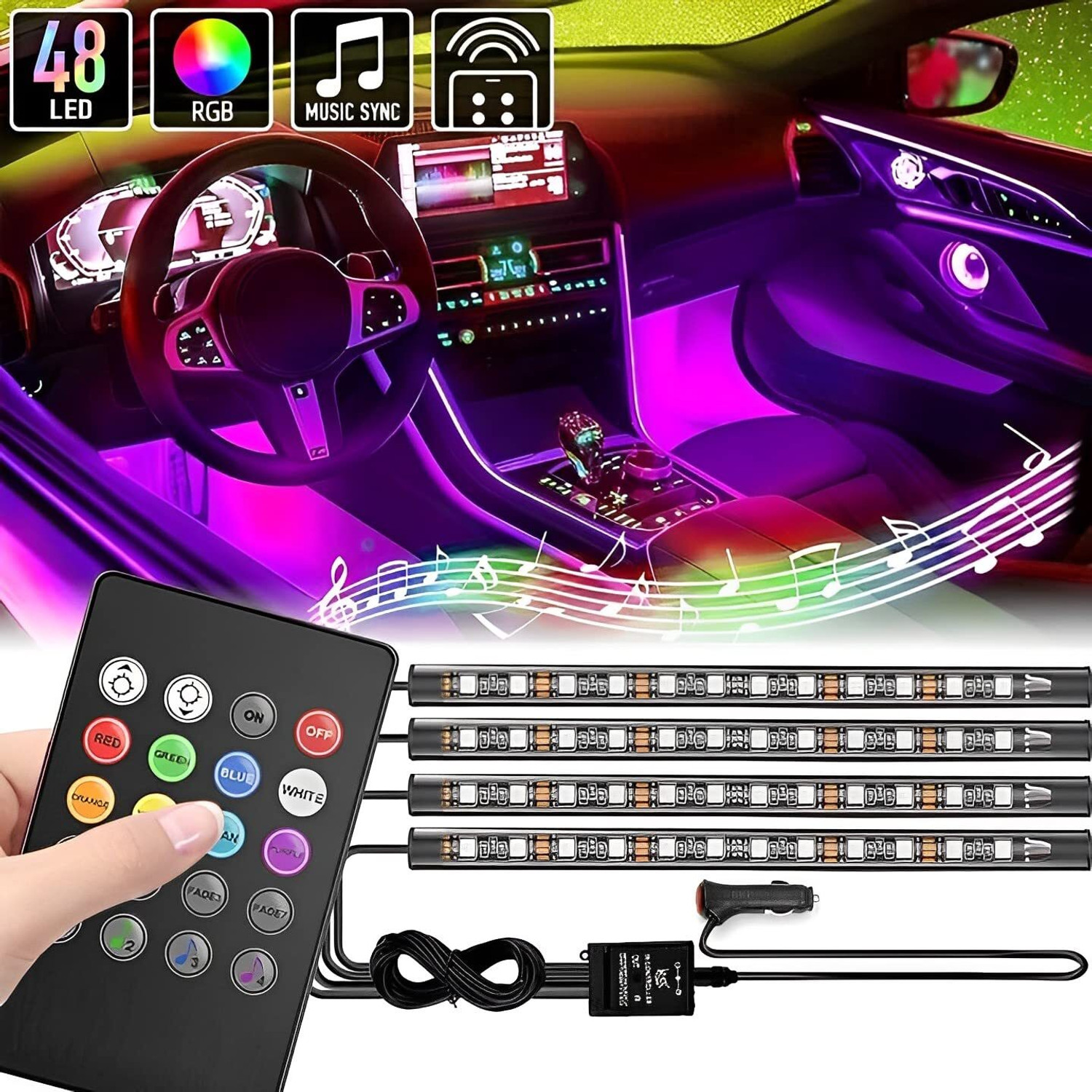 Image of CCE Atmosphere Interior Light Under Dashboard with Remote Universal for All Cars Car Fancy Lights