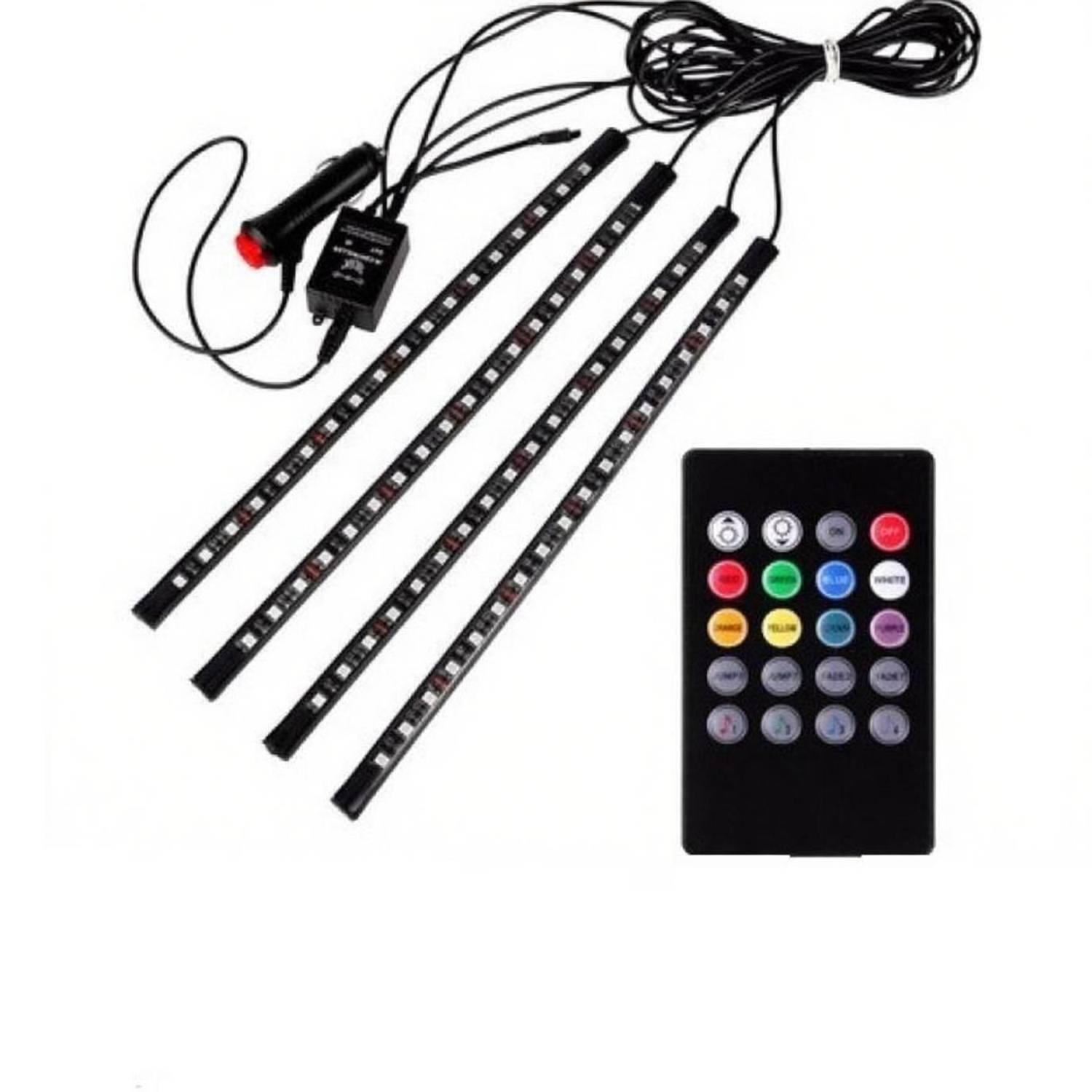 AutoBizarre 12 LED Multicolor Music Controlled Sound Activated Car Interior Atmosphere Light (works with all cars) Car Fancy Lights
