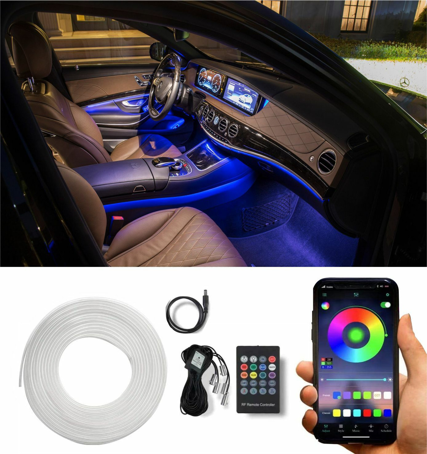 Image of ASRYD Flexible EL Neon Strip 6M LED RGB Interior Decorative Light for Car Fancy Lights
