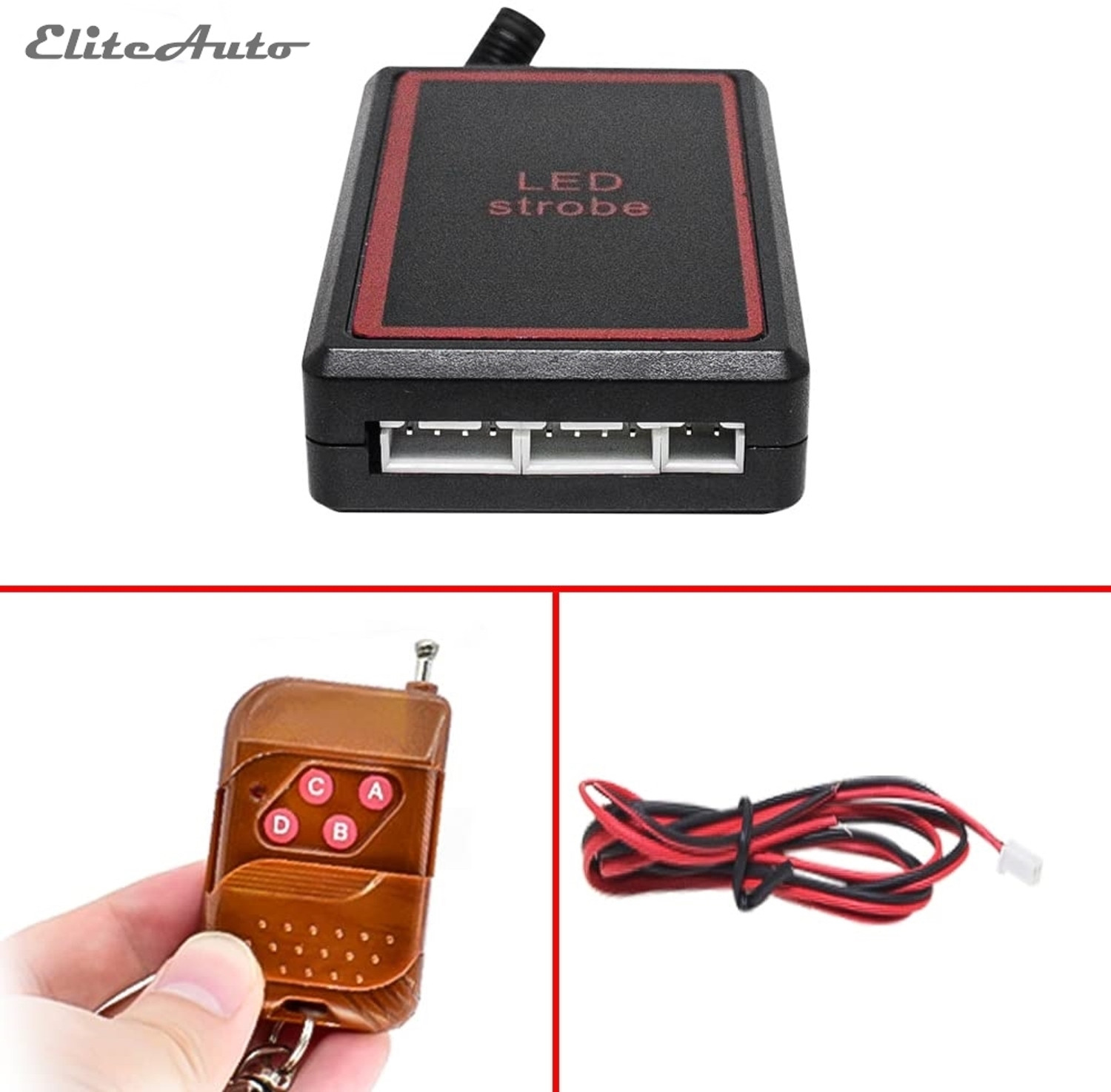 Image of EliteAuto 4*4 LED Police Light 12V Car Motorcycle Flasher LED Flashlight Car police Lights Car Fancy Lights