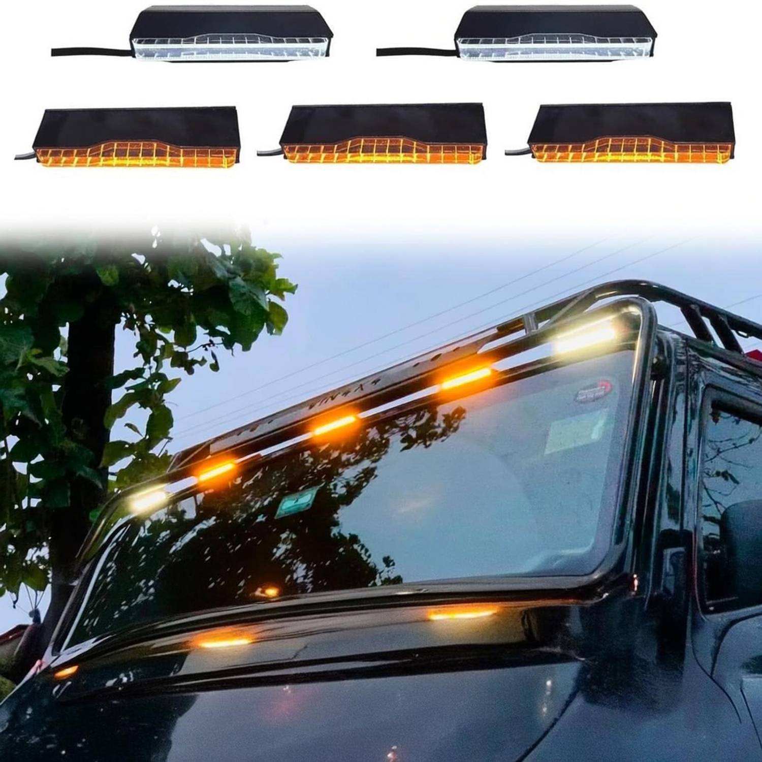 CARMAZE UFO LED Roof Marker Lights for Thar, Jeep & SUV Car (5 PCS ) Car Fancy Lights