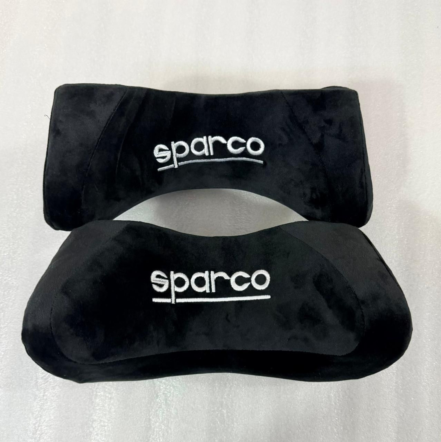 Image of Auto MT Sparco Neckrest Head-Rest Neck-Rest Pillow Universal 2Pc Black Comfortable Car Flywheel