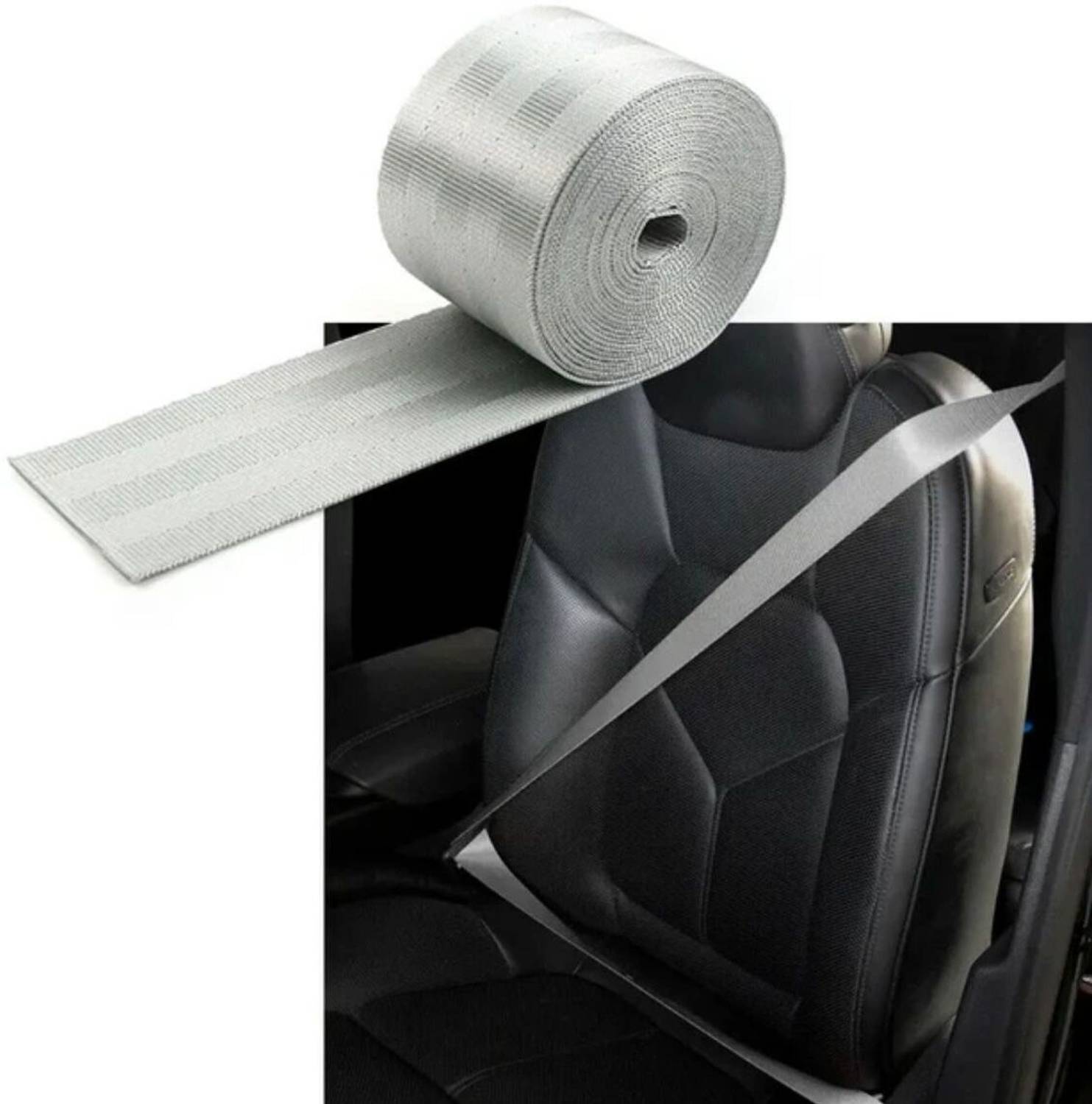 Auto MT Car GREY Seat Belt 3.6M Webbing Safety Strap Seat Lap Retractable Nylon Kit Vehicle Tool Kit