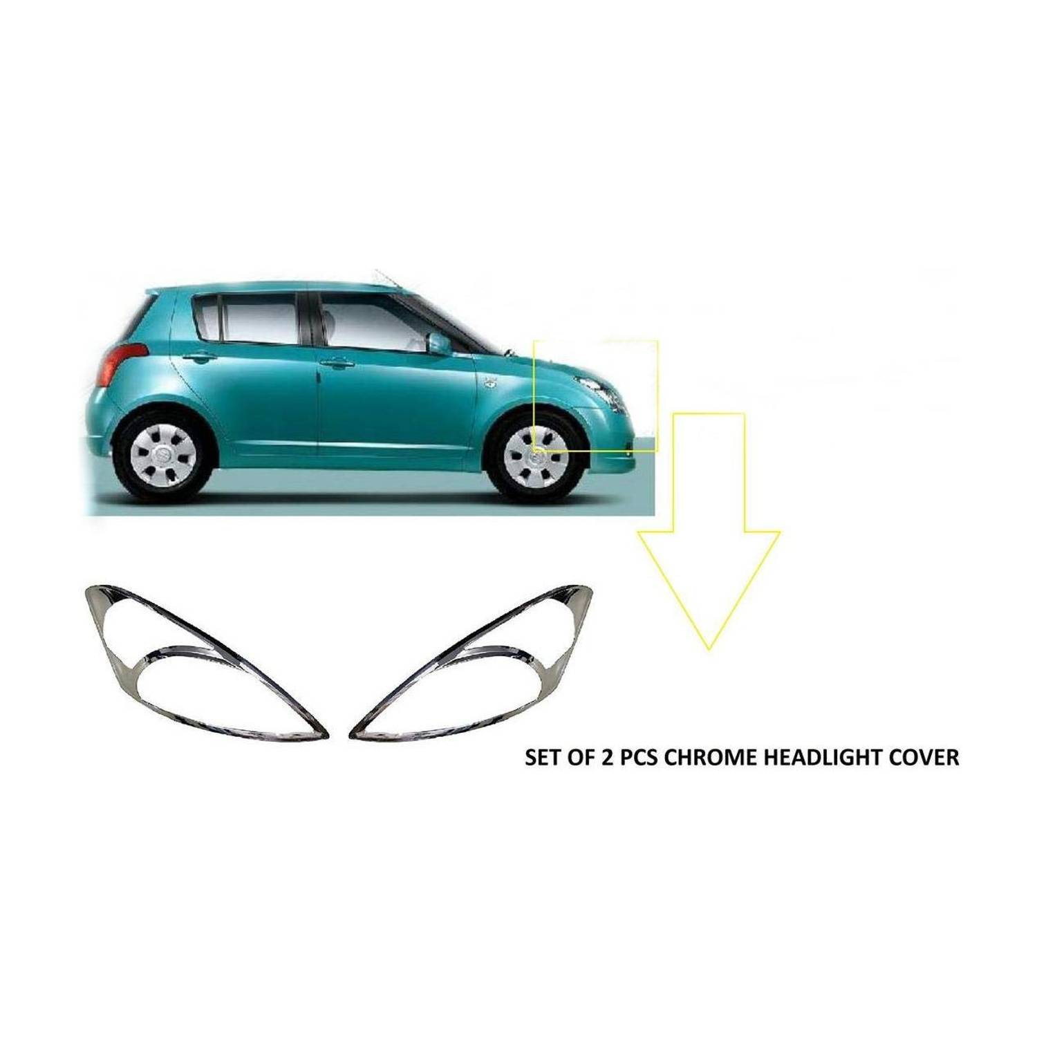 Amabu Car silver Plated chrome headlight cover for Maruti swift (2006-2010) Chrome Maruti Swift Front Garnish