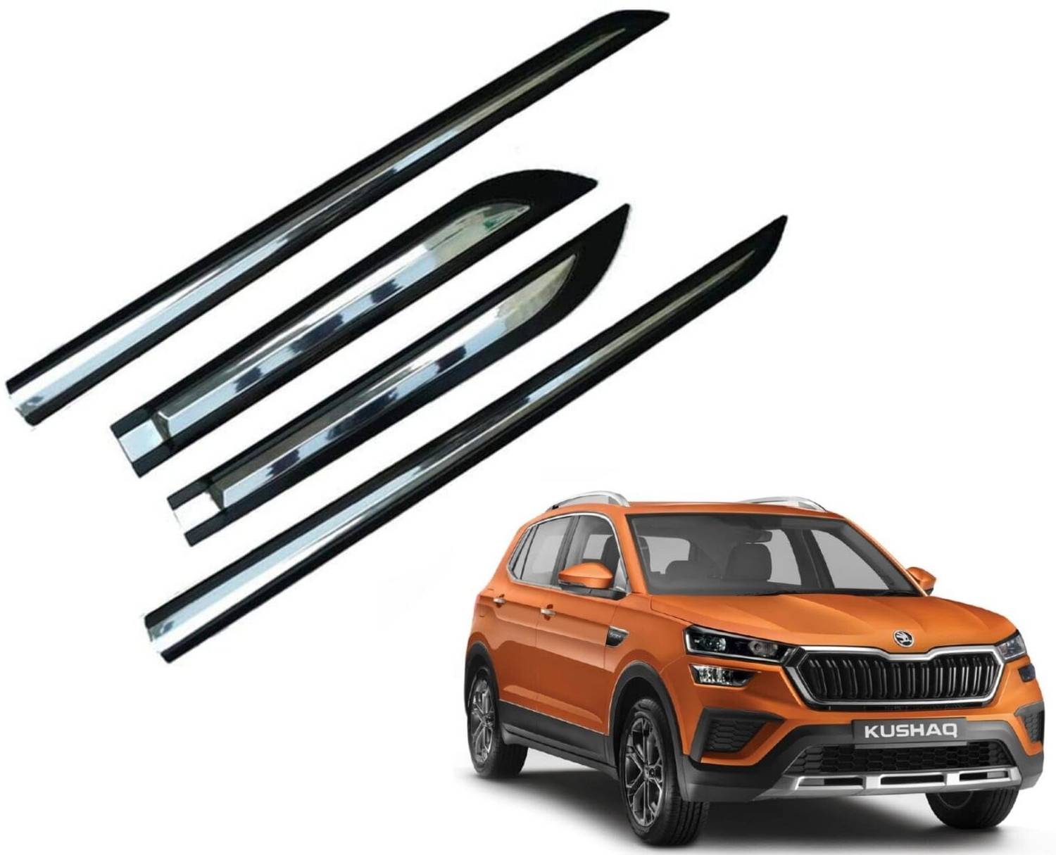 Ds enterprise Half Chrome Side Beading Moulding for Skoda Kushaq