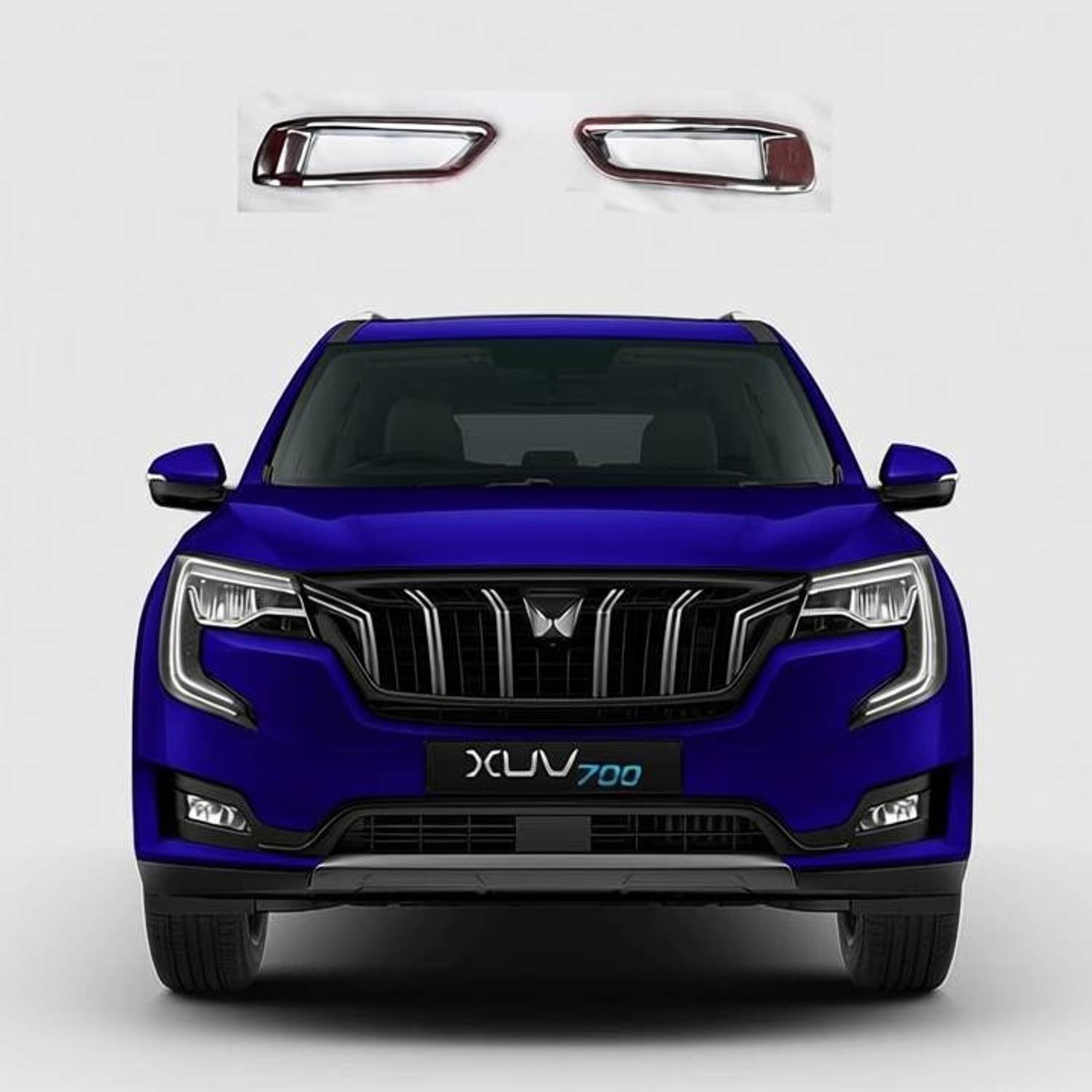 Amabu Car Silver Plated chrome Fog lamp Frame cover for Mahindra XUV 700 Car Chrome MAHINDRA XUV Front Garnish