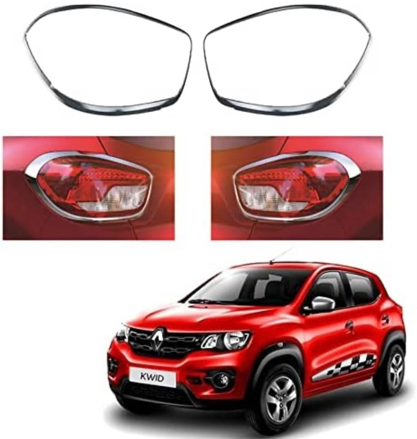 Image of Autxin Exterior Chrome Accessories Combo Kit For Kwid Type 1 (2015-2019) Set of 17Pcs Chrome Renault Kwid Side Garnish