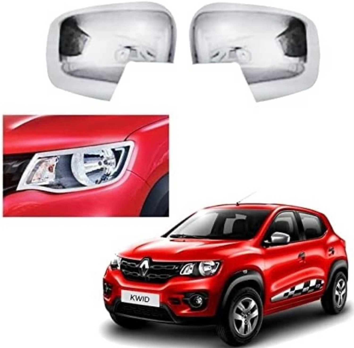 Image of Autxin Exterior Chrome Accessories Combo Kit For Kwid Type 1 (2015-2019) Set of 17Pcs Chrome Renault Kwid Side Garnish