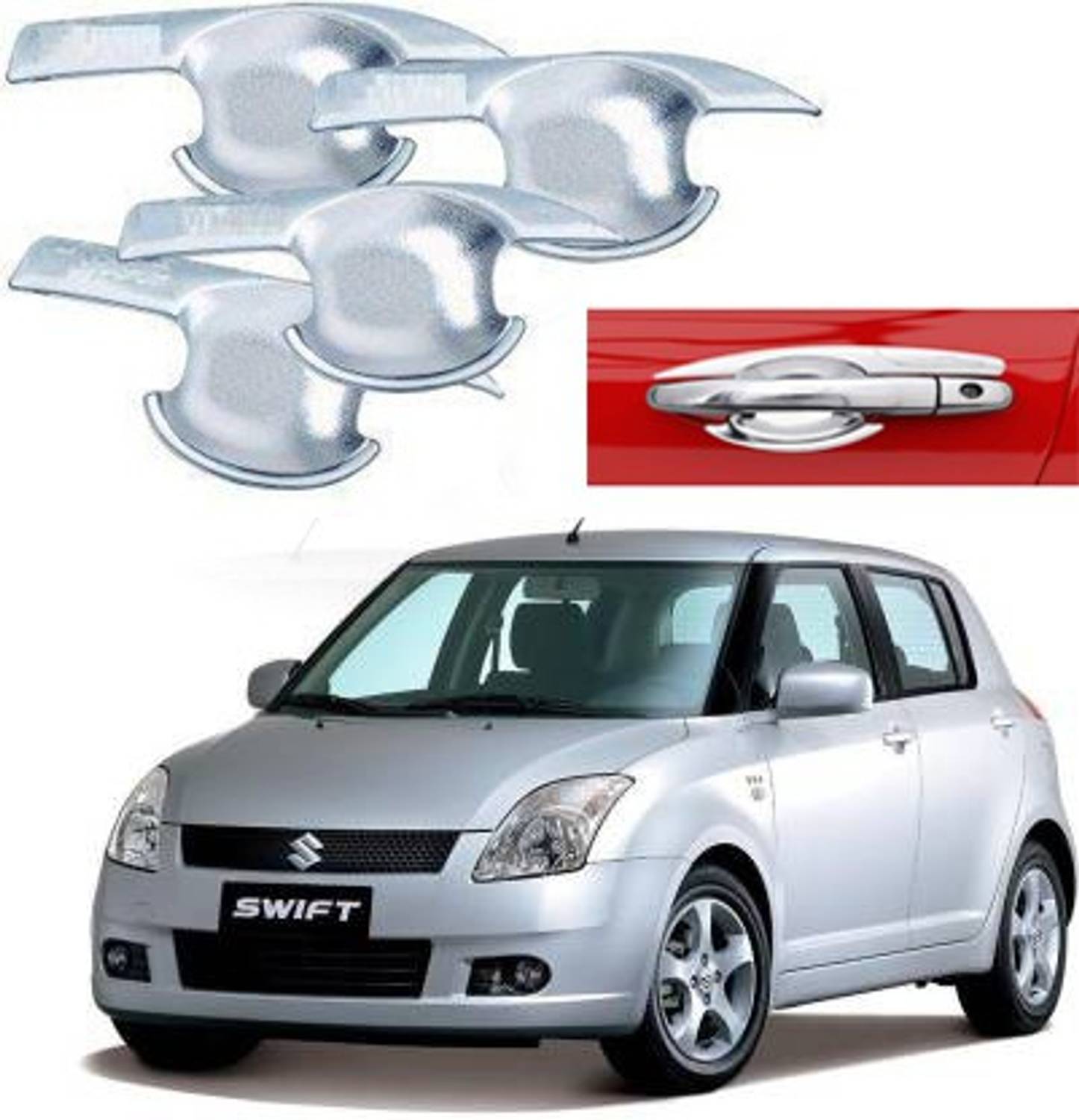 Amabu Car silver Plated chrome door handle finger guard Car Grab Handle Cover