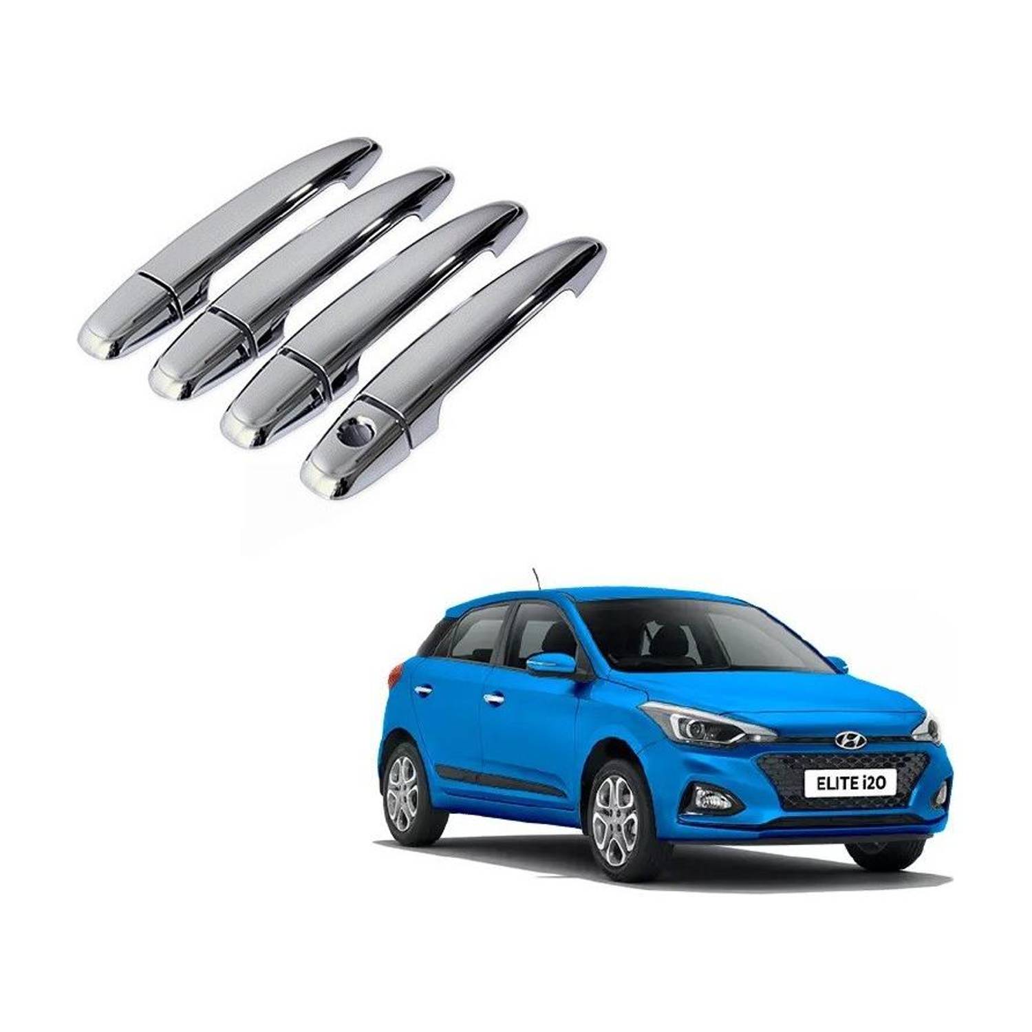 Adhvik (Set Of 4 Pc) Stylish Car Door Catch Handle Cover Chrome Finishing Suitable For Hyundai Elite i-20 Cars Car Grab Handle Cover