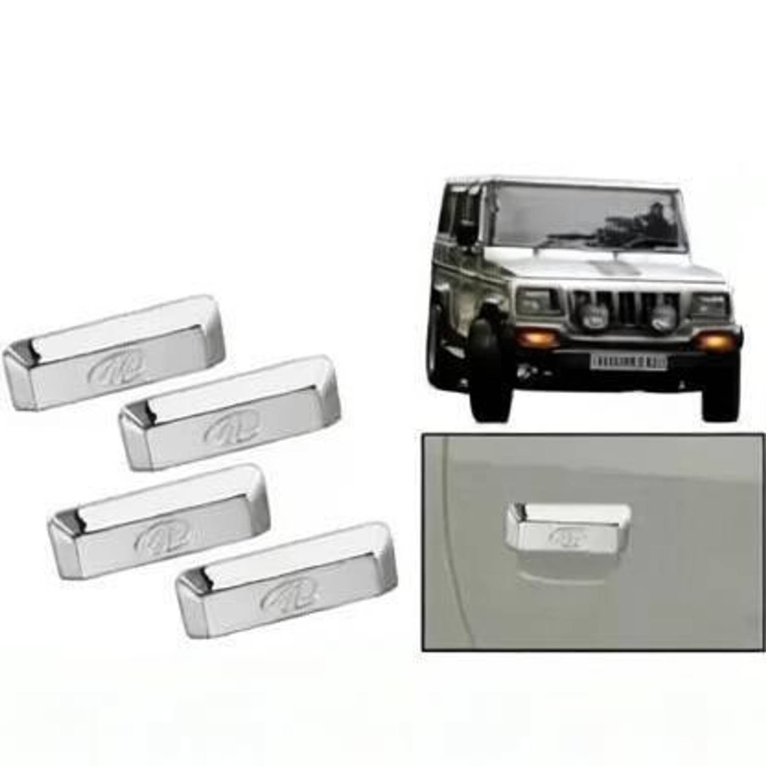 ANiiTEK Chrome Handles Door Latch Cover Set of 4 for Mahindra Bolero Car Grab Handle Cover