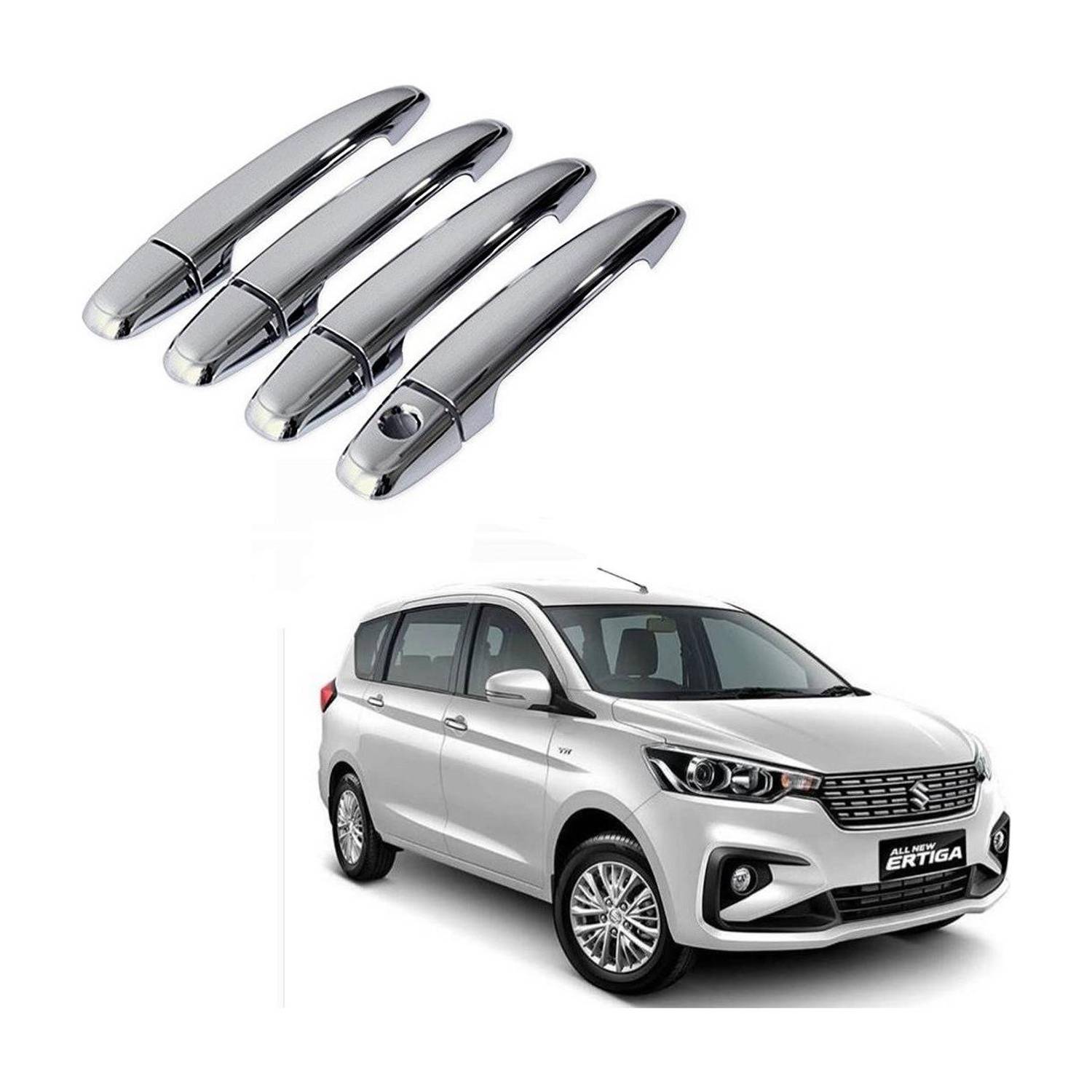 Adhvik (Pack Of 4 Pcs) Stylish Car Door Catch Handle Cover Chrome Finishing Suitable For Maruti Suzuki Ertiga 2018 Cars Car Grab Handle Cover