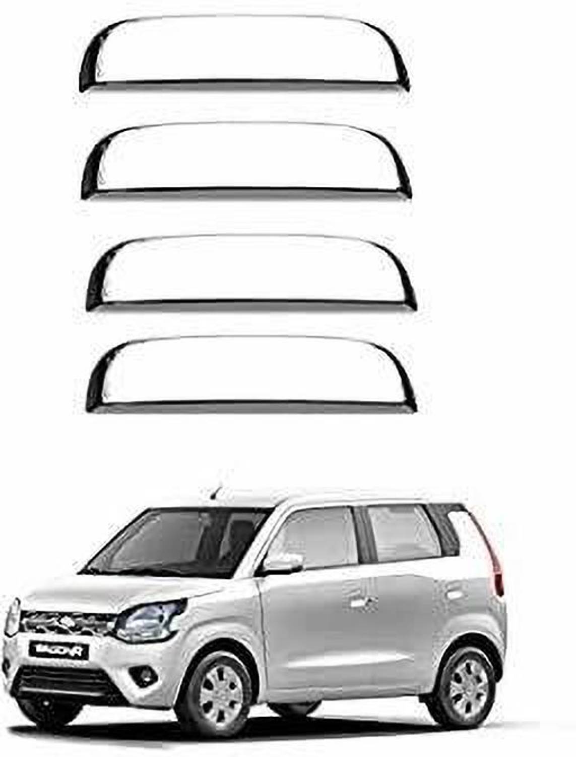 Amabu Car silver Plated door catch handle chrome cover for Maruti WagonR (set of 4) Car Grab Handle Cover