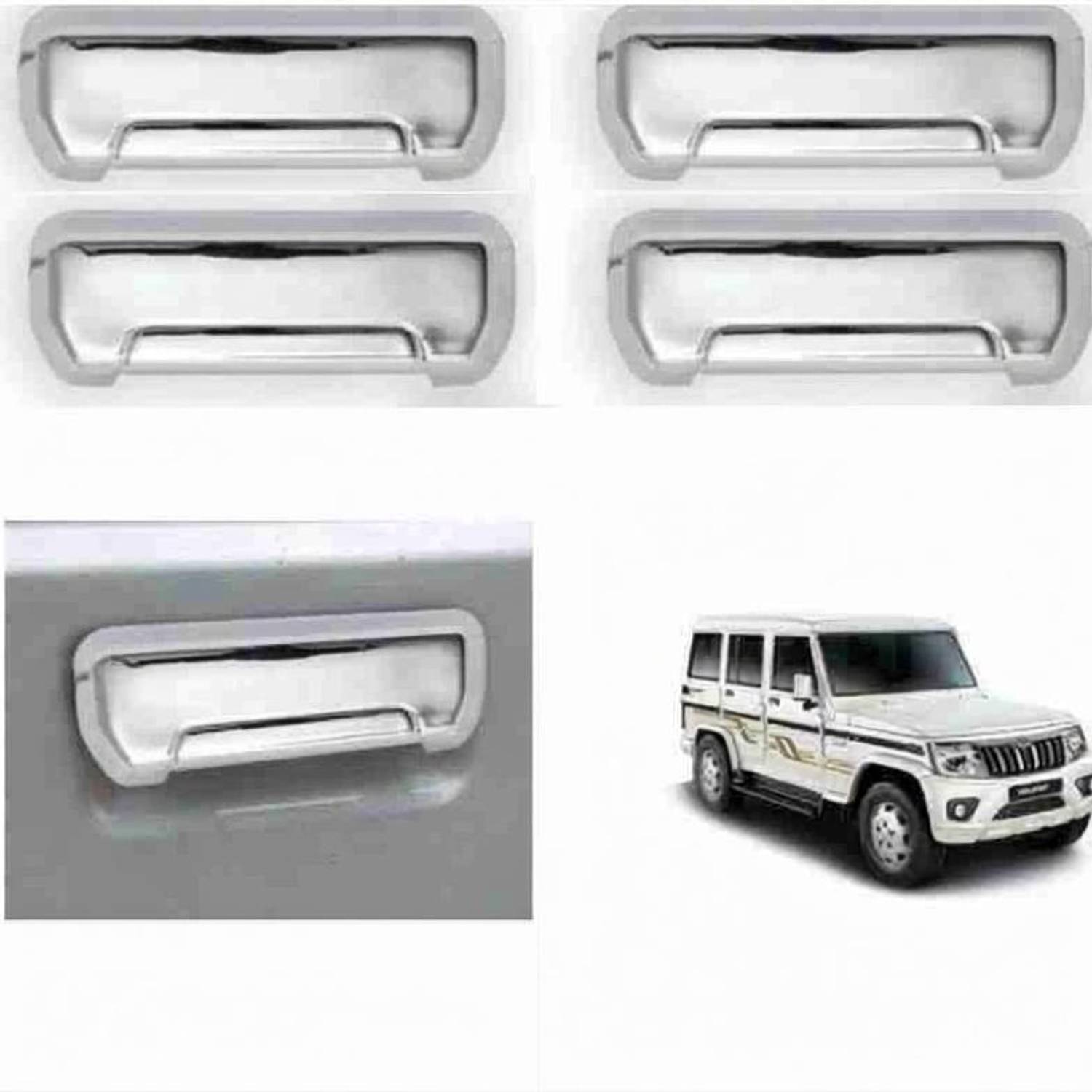 AutoZone Door Handle Cover Chrome Finishing Suitable For Mahindra Bolero(2020--2021) Car Grab Handle Cover
