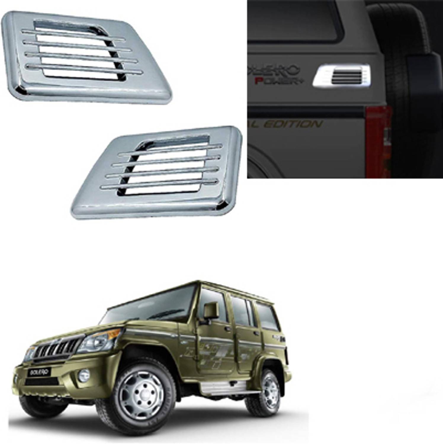 Autxin Car silver Plated chrome side Ventilator cover for Mahindra Bolero Chrome MAHINDRA Bolero Front Garnish
