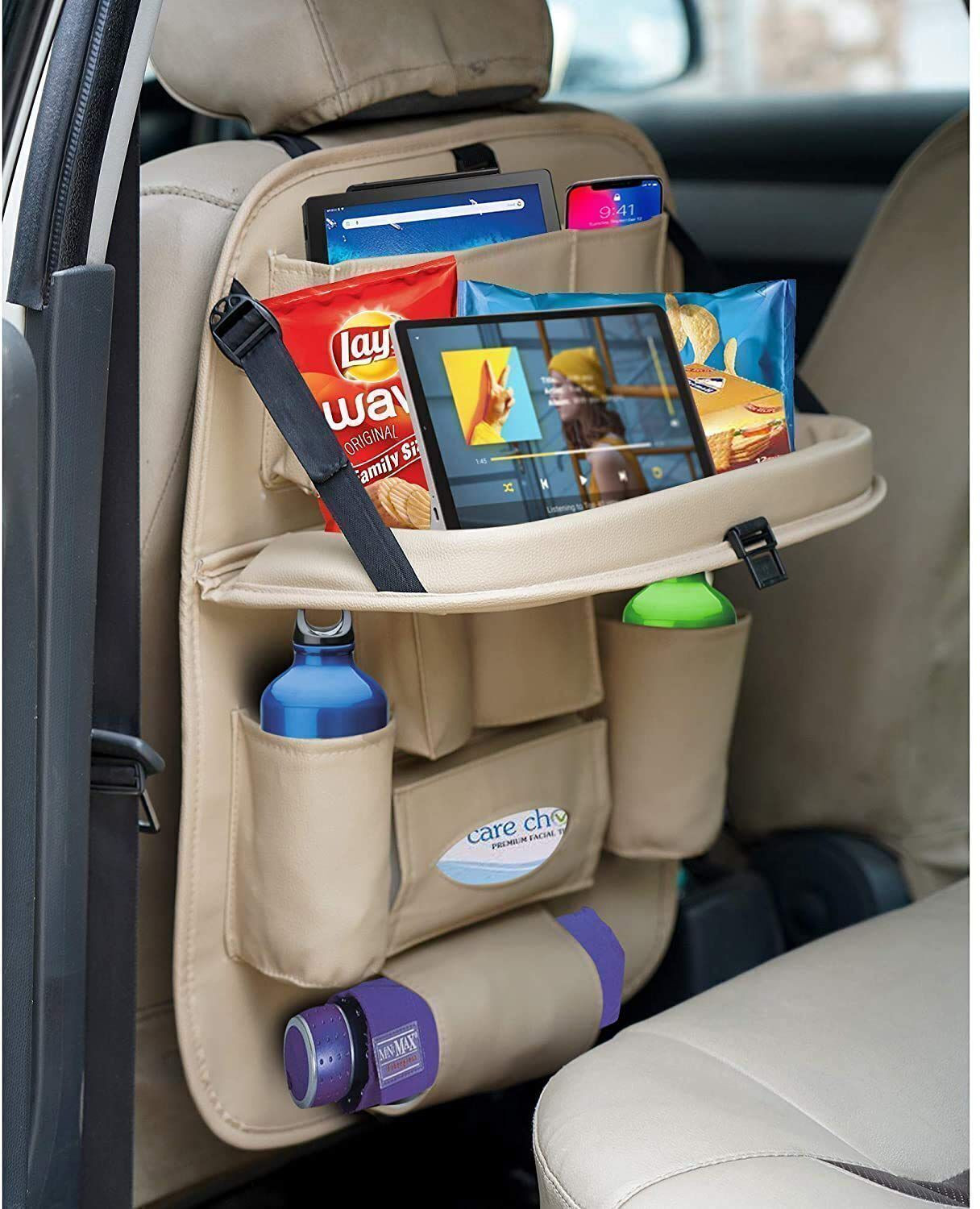 Image of Tradesk Car Back Seat Organiser Biege Car Storage Bag
