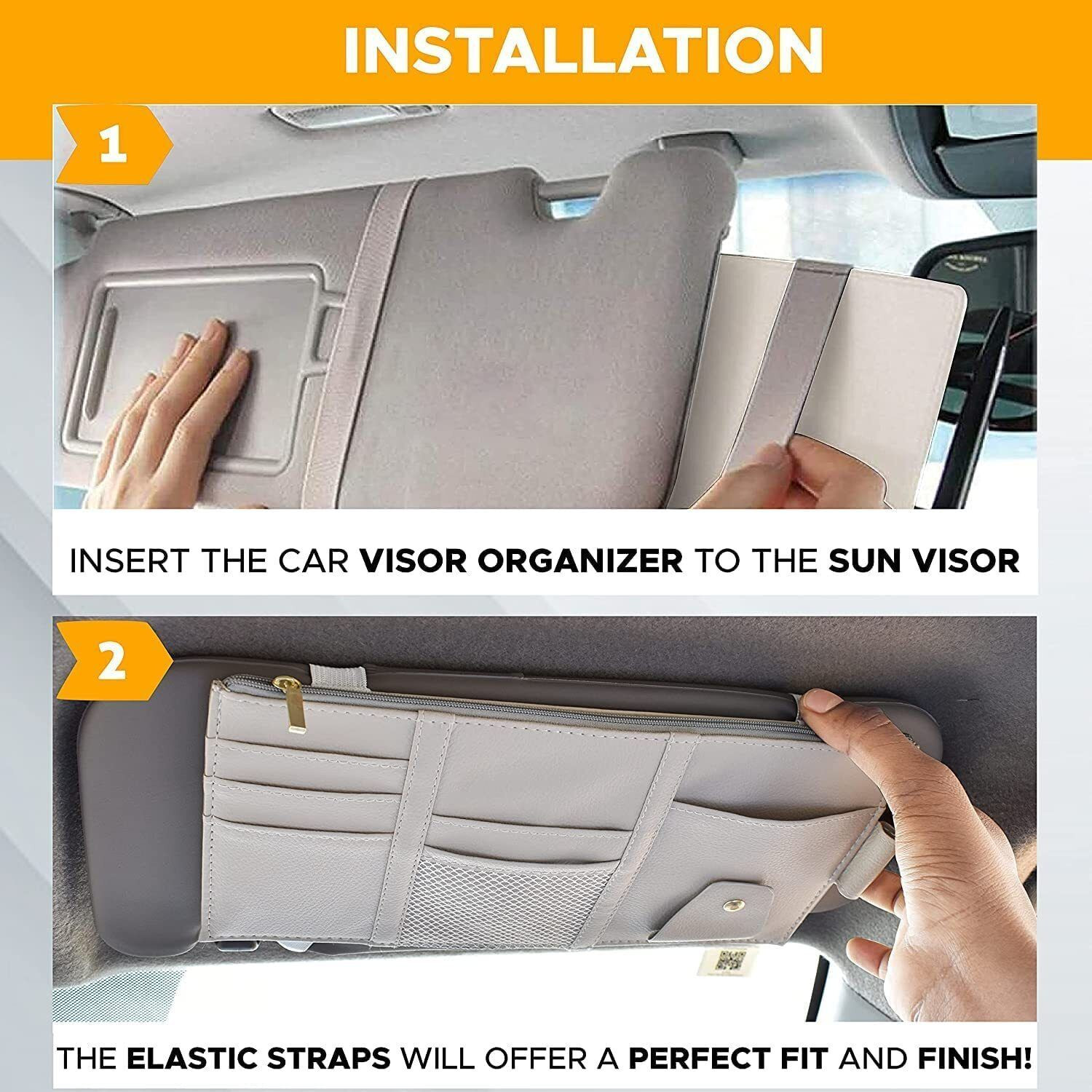 Image of IMPRONOW Car Sun Visor Organizer Sunglas Pen Card Document etc Multi Pocket Storag Holder Car Multi Pocket