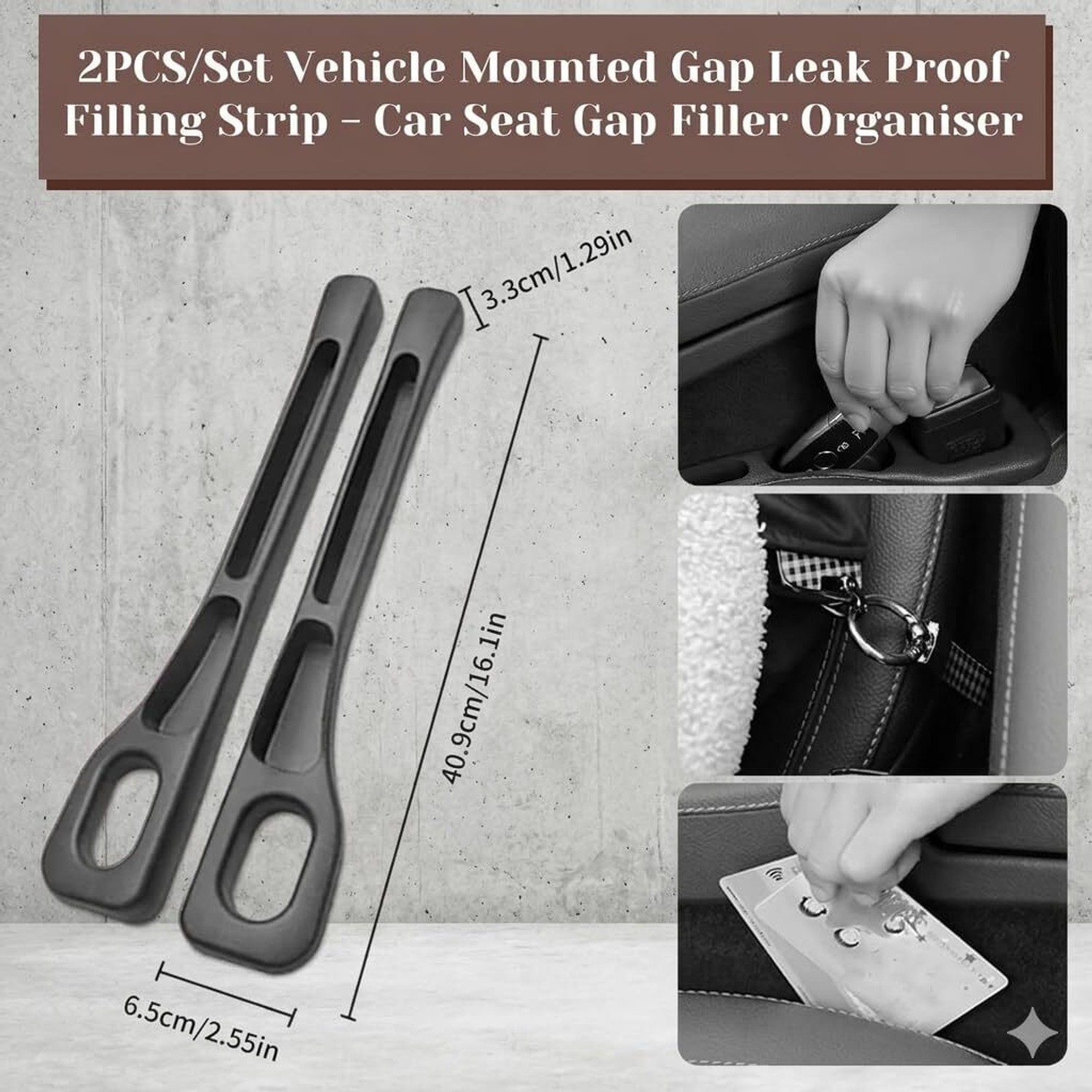 Image of NURIZA Car Seat Gap Filler Organizer & Crevice Storage Cushion - Pack of 2 Car Multi Pocket