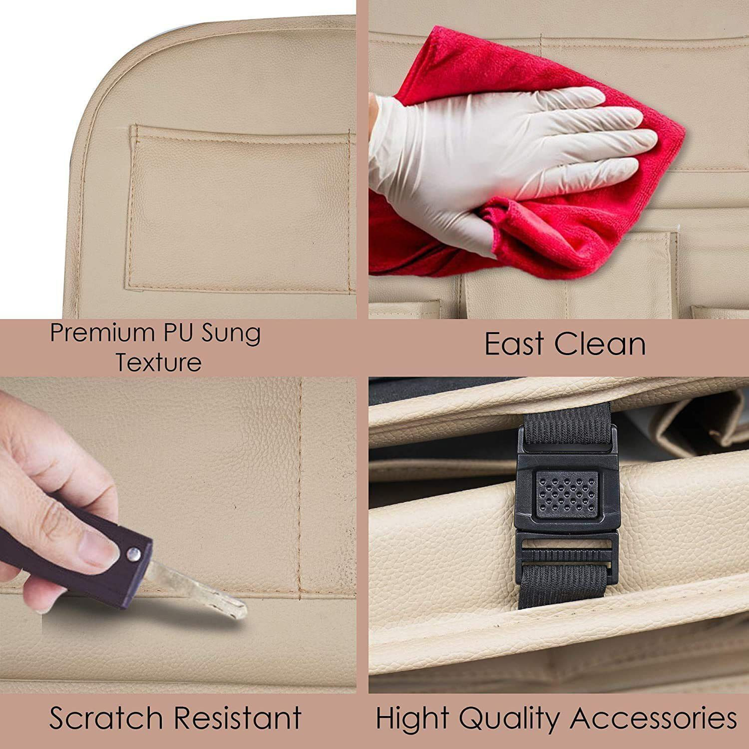 Image of Tradesk Car Back Seat Organiser Biege Car Storage Bag