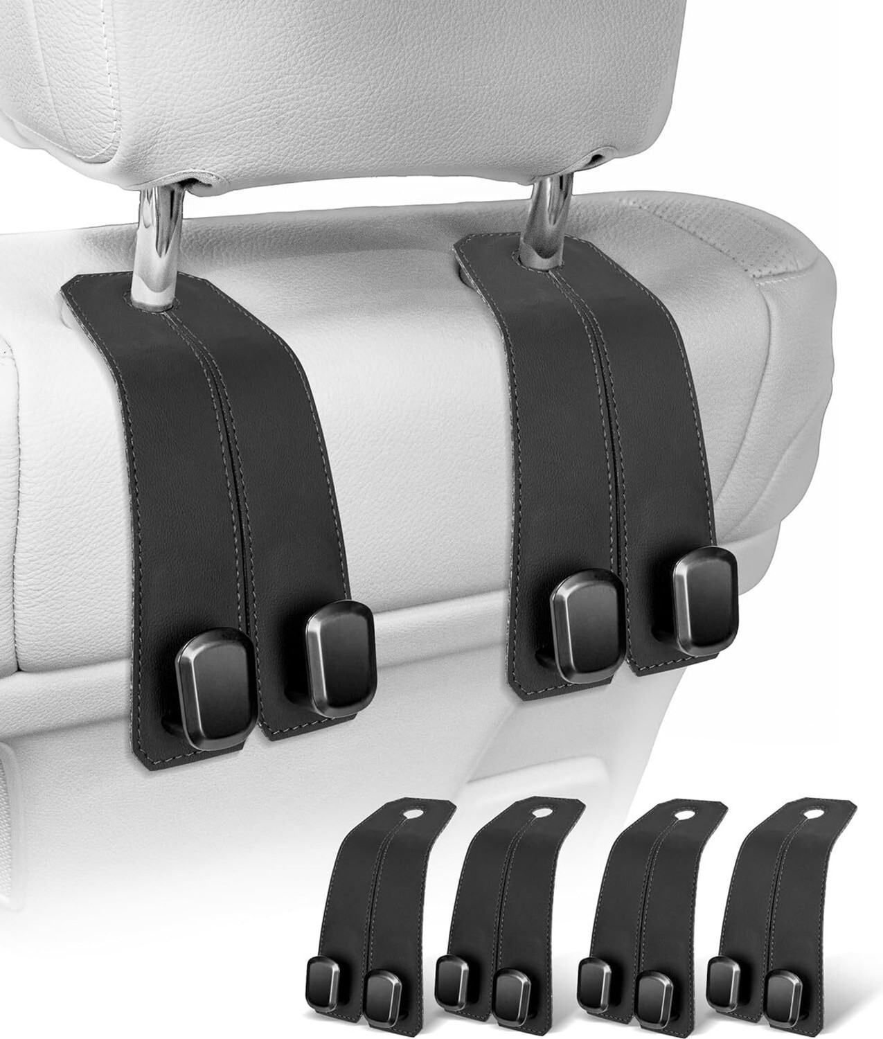 Image of Tradesk Universal Car Seat Headrest Hook Hanger | PU Leather Heavy Duty Car Side Seat Car Storage Bag