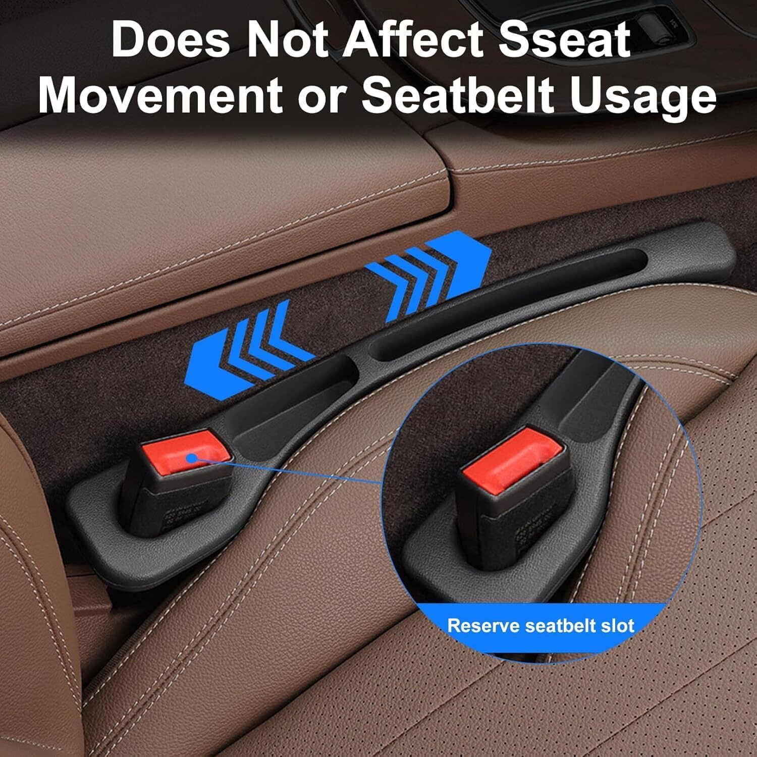 Image of NURIZA Car Seat Gap Filler Organizer & Crevice Storage Cushion - Pack of 2 Car Multi Pocket
