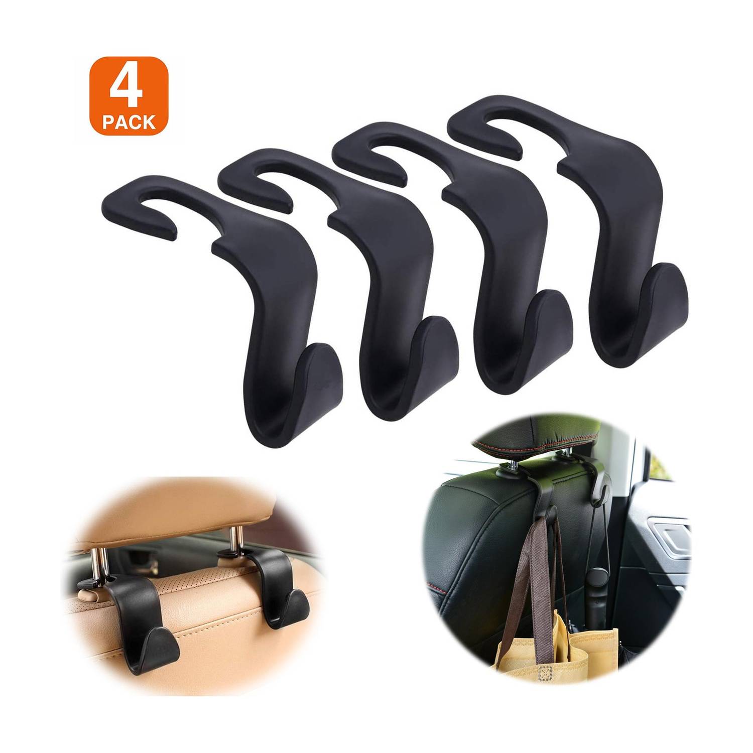 BATLIBOI Car Backseat Head Rest Organizer Hook Hanger for Holding Handbag 4 PIECE Car Hanging Ornament