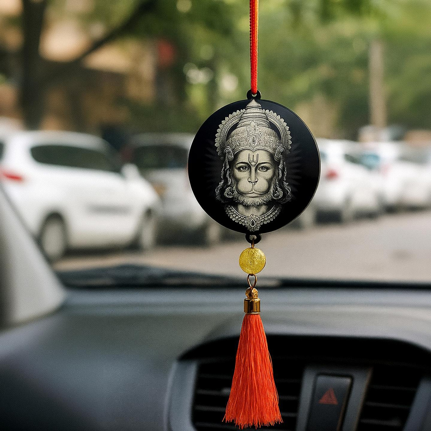 Image of f-studio Hanuman ji Acrylic Car Hanging Double Sided Religious Decor | Laser Engraved Car Hanging Ornament (Pack of 1)