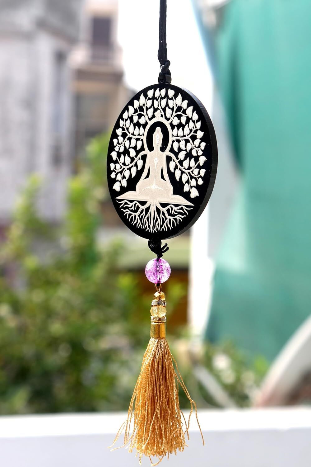Image of f-studio Buddha Car Hanging Double Sided Laser Engraved Car Hanging Ornament