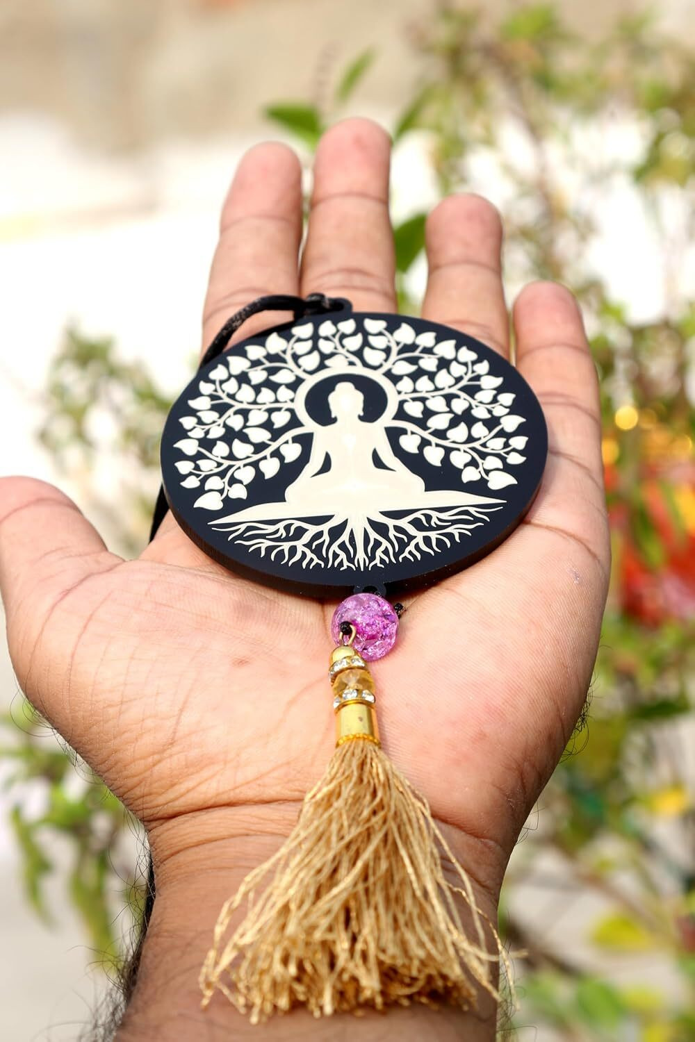 Image of f-studio Buddha Car Hanging Double Sided Laser Engraved Car Hanging Ornament