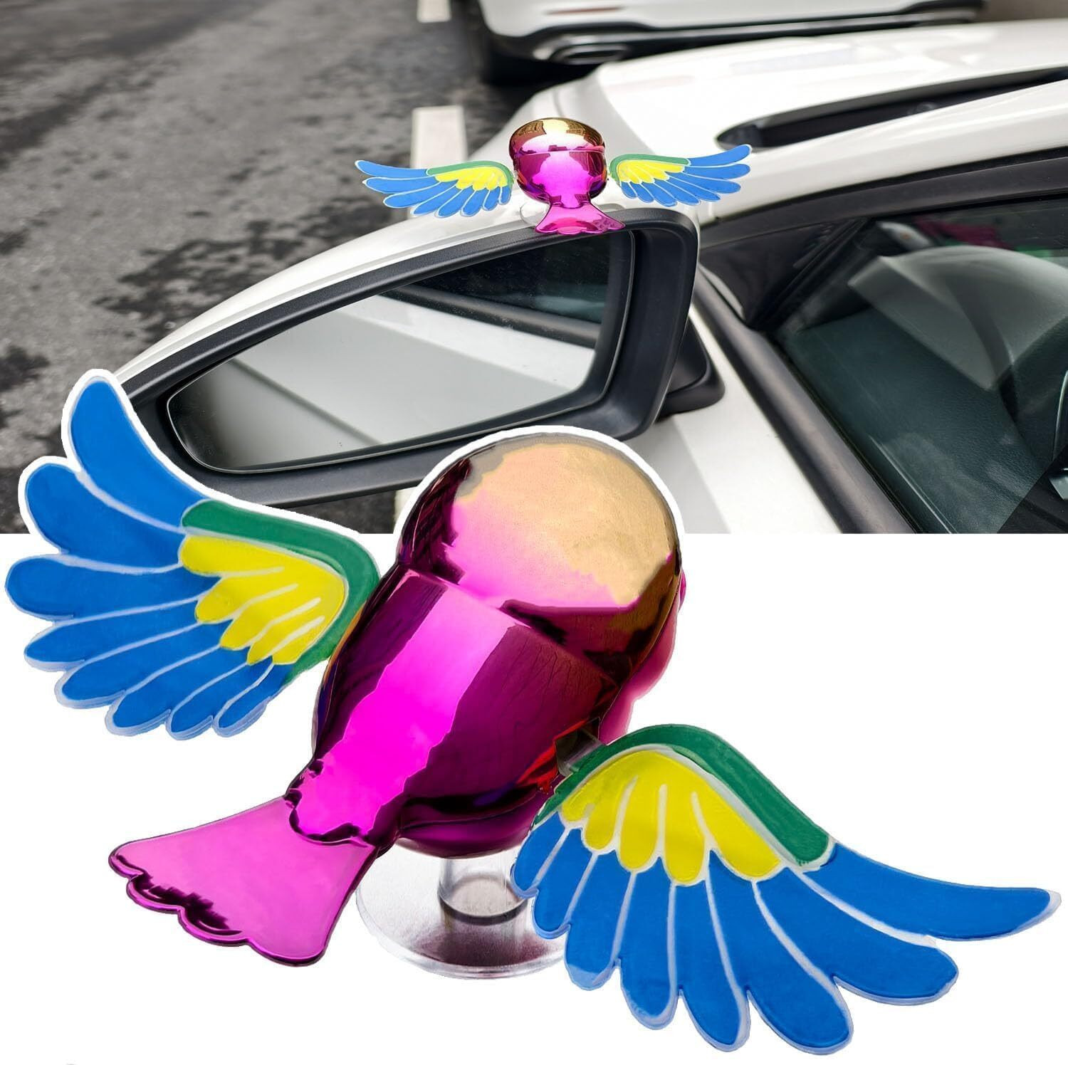 Image of GENIUS GROOVE Car Dashboard / Bike Bird Decor with Moving Wings | Cute Interior Accessory Gift Car Hanging Ornament