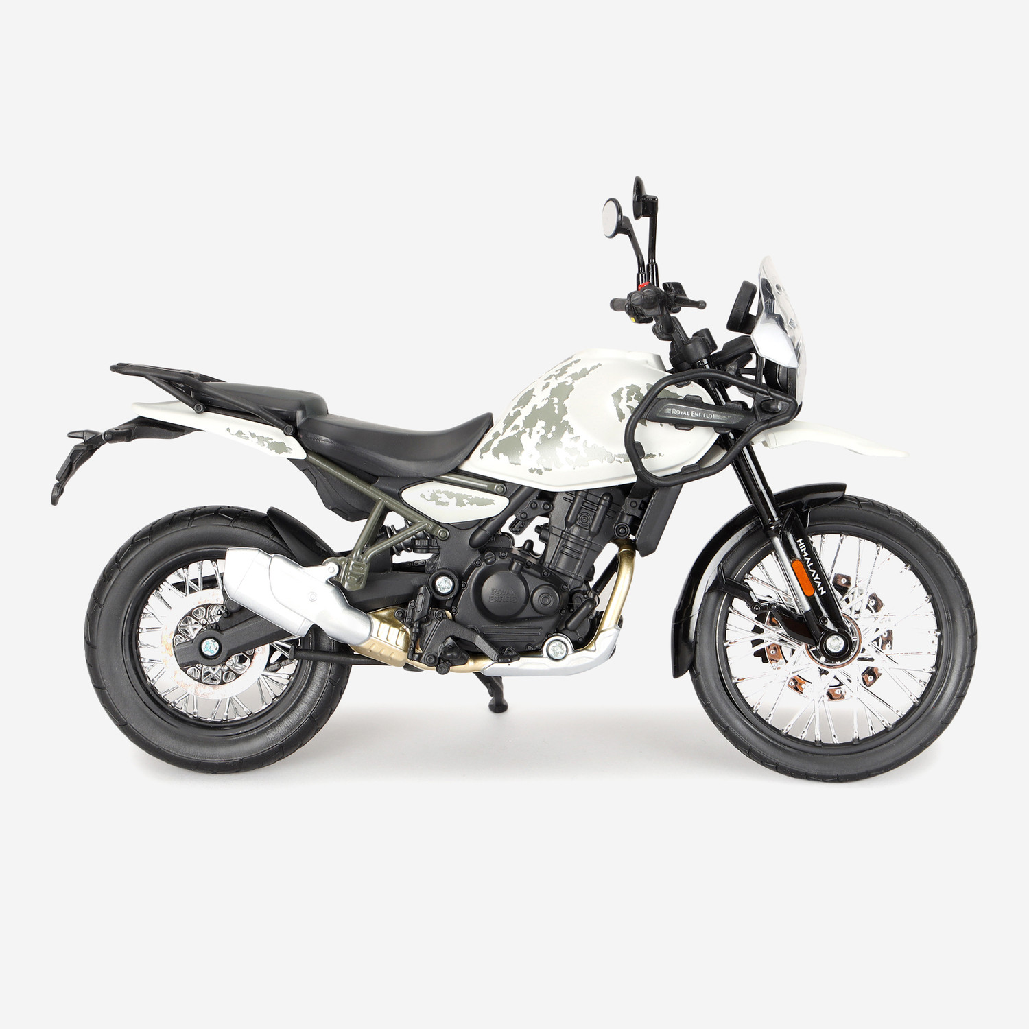 Image of ROYAL ENFIELD New Himalayan 450 1:12 Bike Scale Mode Miniature - Kamet White Car Hanging Ornament