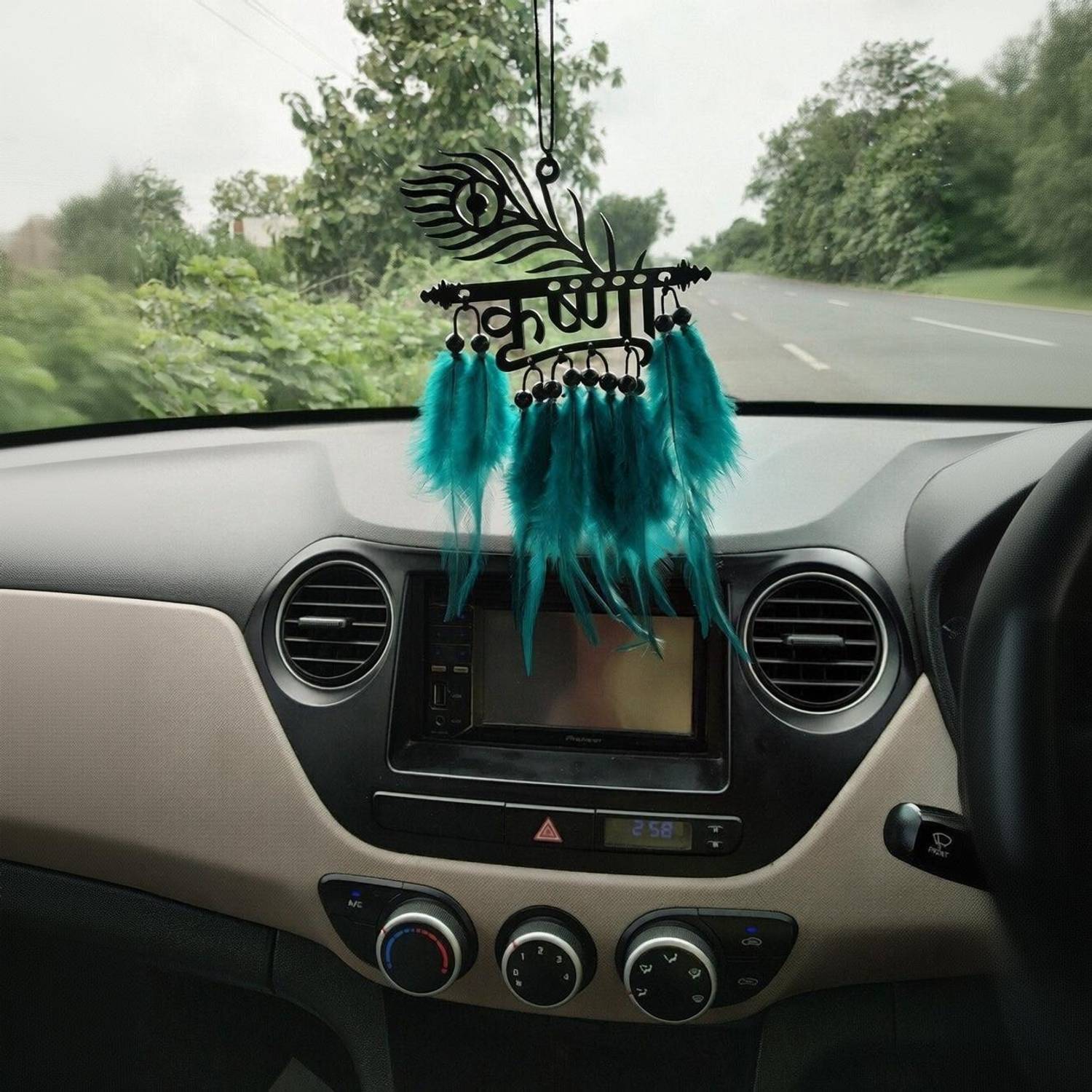 Alakh Creation KRISHNA Car Front Mirror Hanger/ Decorative Made with Acrylic Material Car Hanging Ornament
