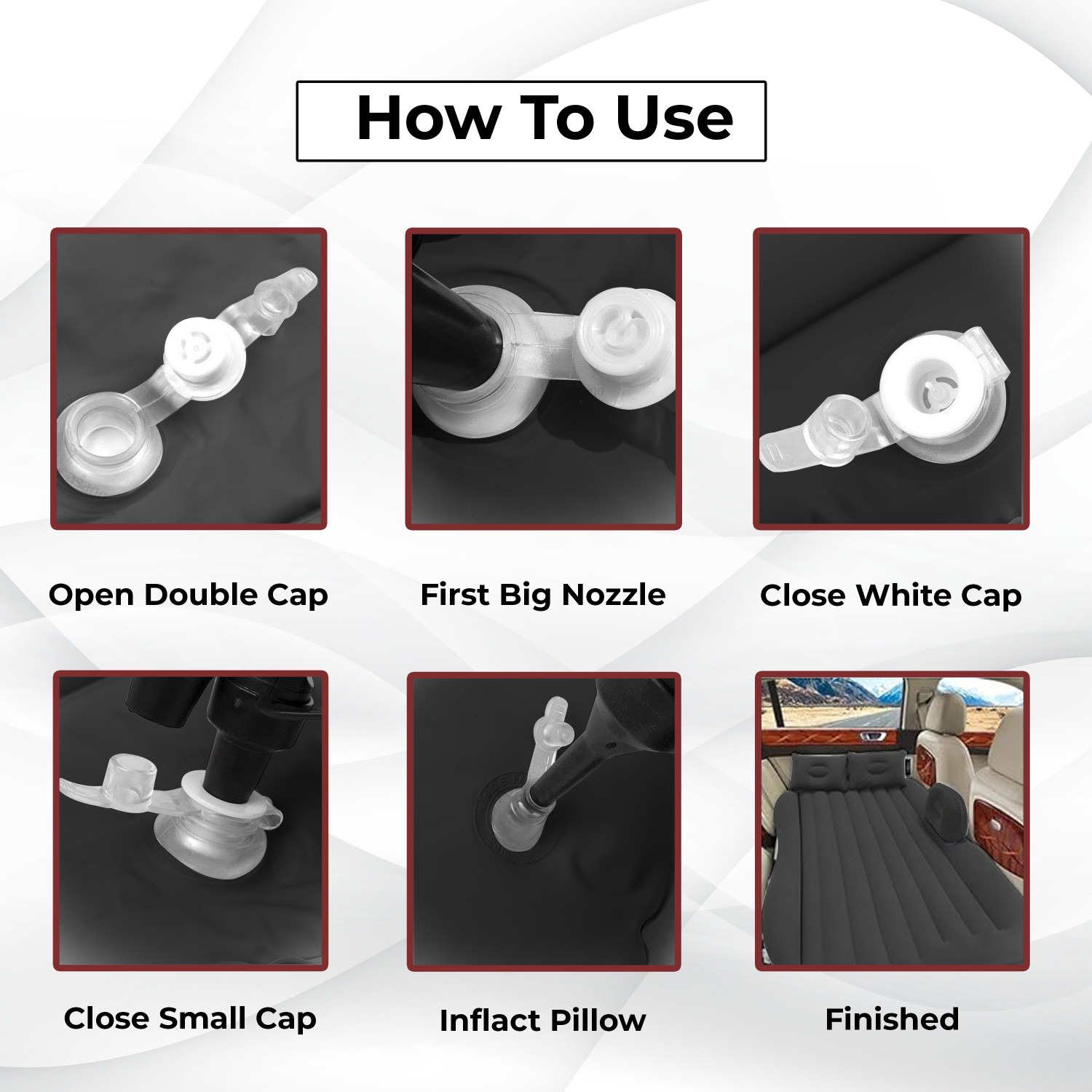 Image of Spotview Multifunctional Inflatable Car Bed Mattress with Two Air Pillows Polyester 2 Seater Inflatable Sofa