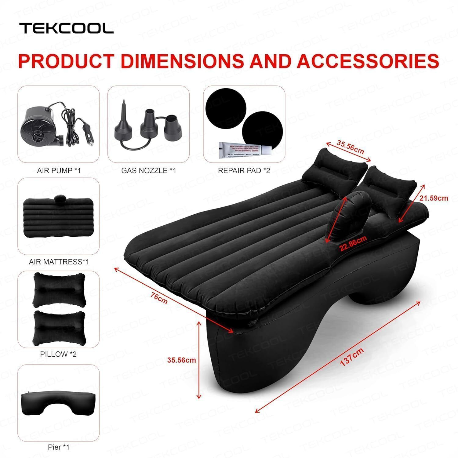 Image of AYW Inflatablebed-Black-Baleno Black Car Bed Mattress for Rest,Travel, Car Back Seat Air Inflation Bed Universal Air Couch with Two Air Pillows, Car Air Pump and 1 Repair Kit For Baleno Universal For All Models Car Inflatable Bed