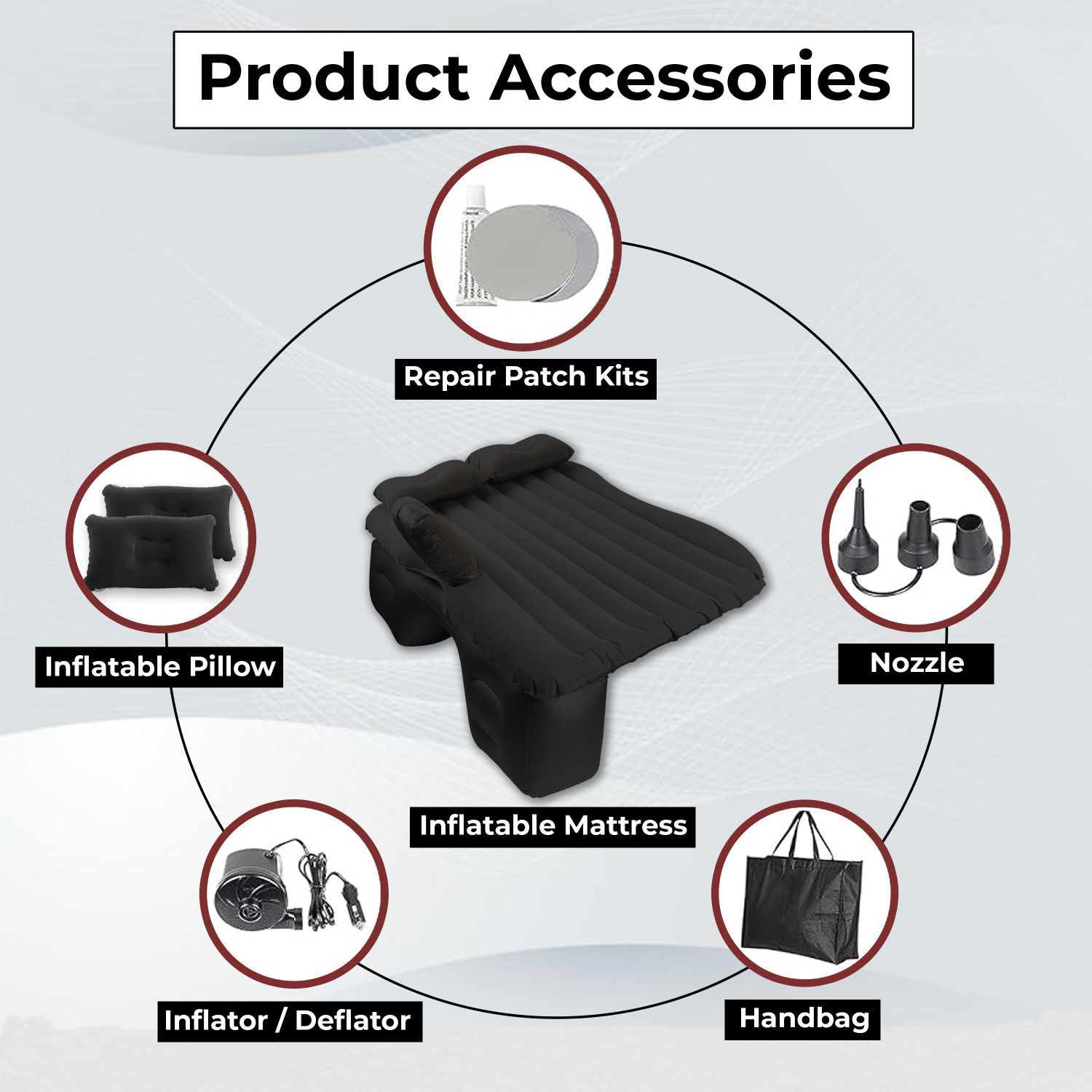Image of Spotview Multifunctional Inflatable Car Bed Mattress with Two Air Pillows Polyester 2 Seater Inflatable Sofa
