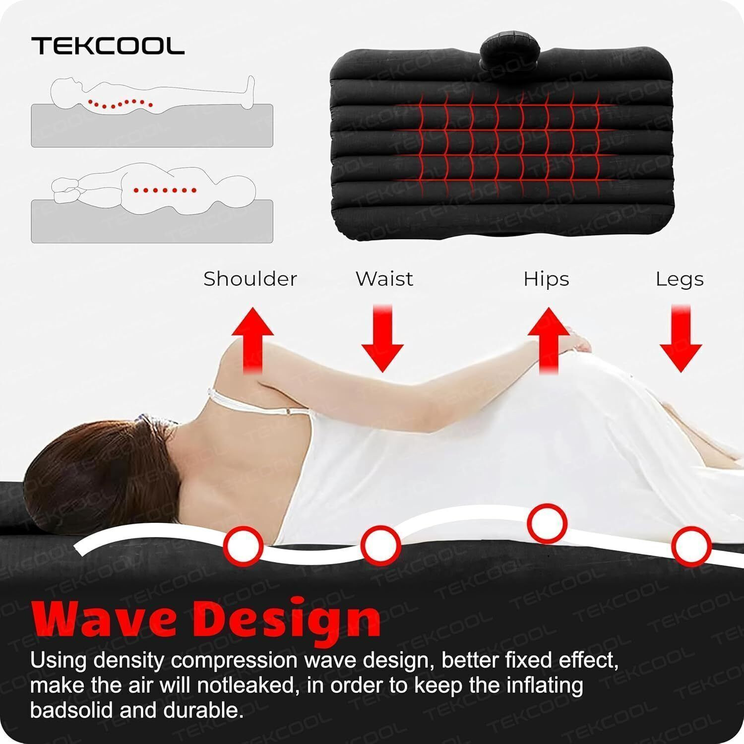 Image of AYW Inflatablebed-Black-Baleno Black Car Bed Mattress for Rest,Travel, Car Back Seat Air Inflation Bed Universal Air Couch with Two Air Pillows, Car Air Pump and 1 Repair Kit For Baleno Universal For All Models Car Inflatable Bed