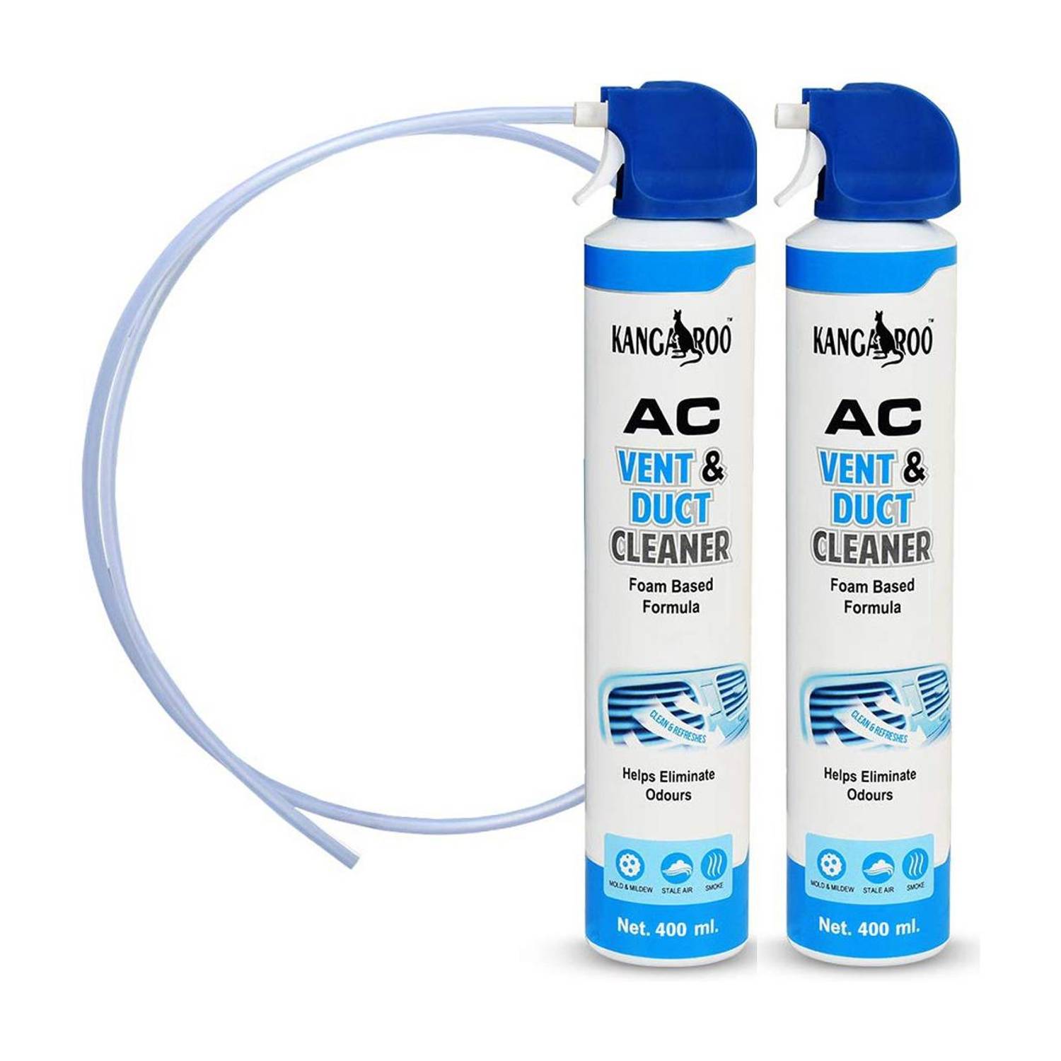 KANGAROO Car AC Vent & Duct Cleaner 400 ML Each Effective Cleaning 400 ML Each ( Pack of 2) Vehicle Interior Cleaner