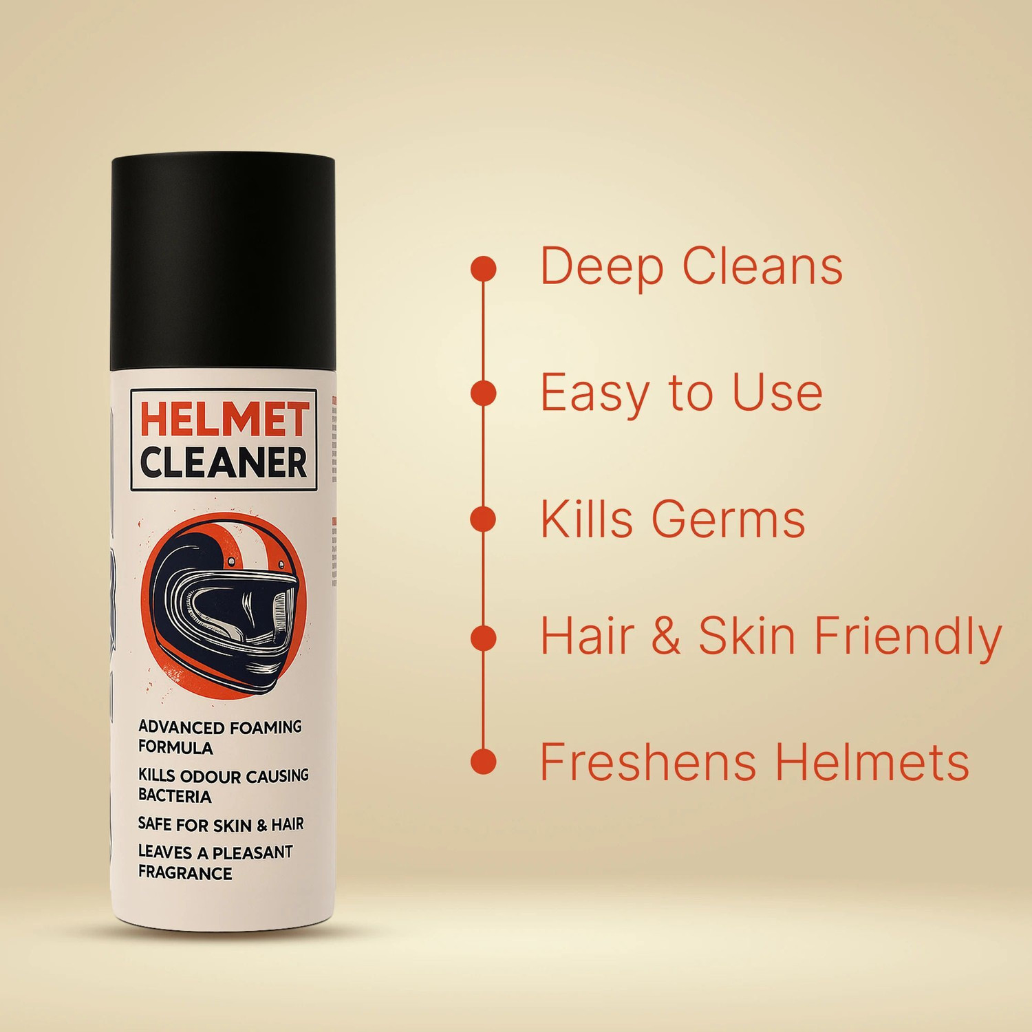 Image of ShineXPro Anti-Bacterial Foaming Helmet Cleaning Spray - Helmet Cleaner & Microfiber Cloth - Deep Clean, Safe for Hair & Skin, Freshens Vehicle Interior Cleaner