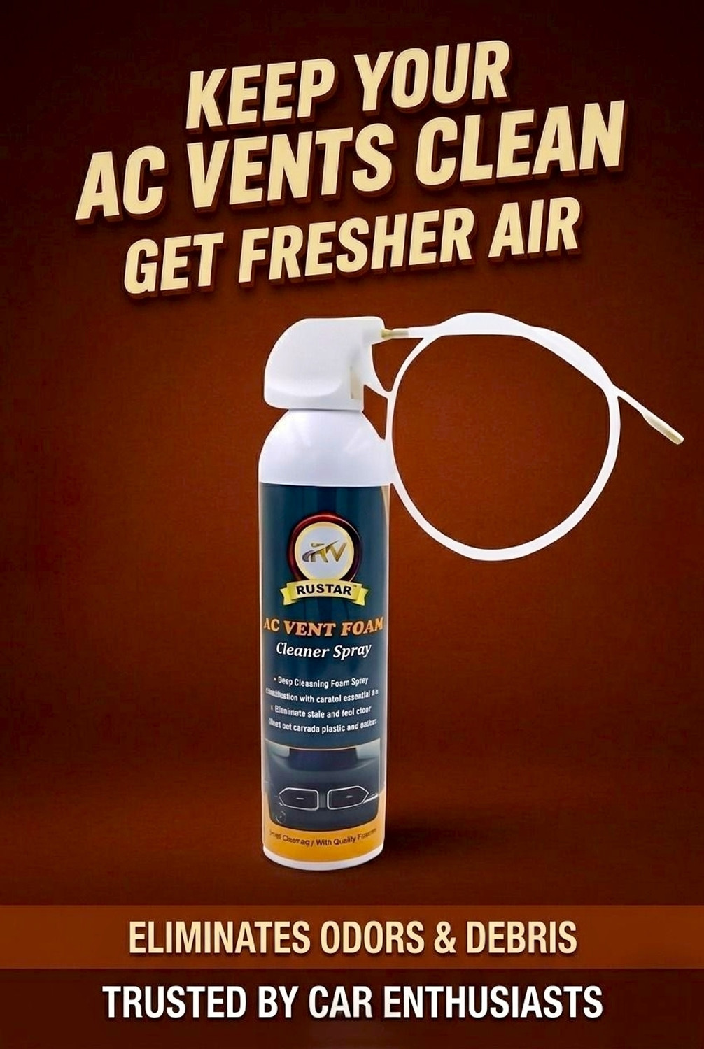 Image of RUSTAR Car Ac Vent & Duct /Dust Cleaner Spray with Long Nozel Pipe |Effective Cleaning| Vehicle Interior Cleaner