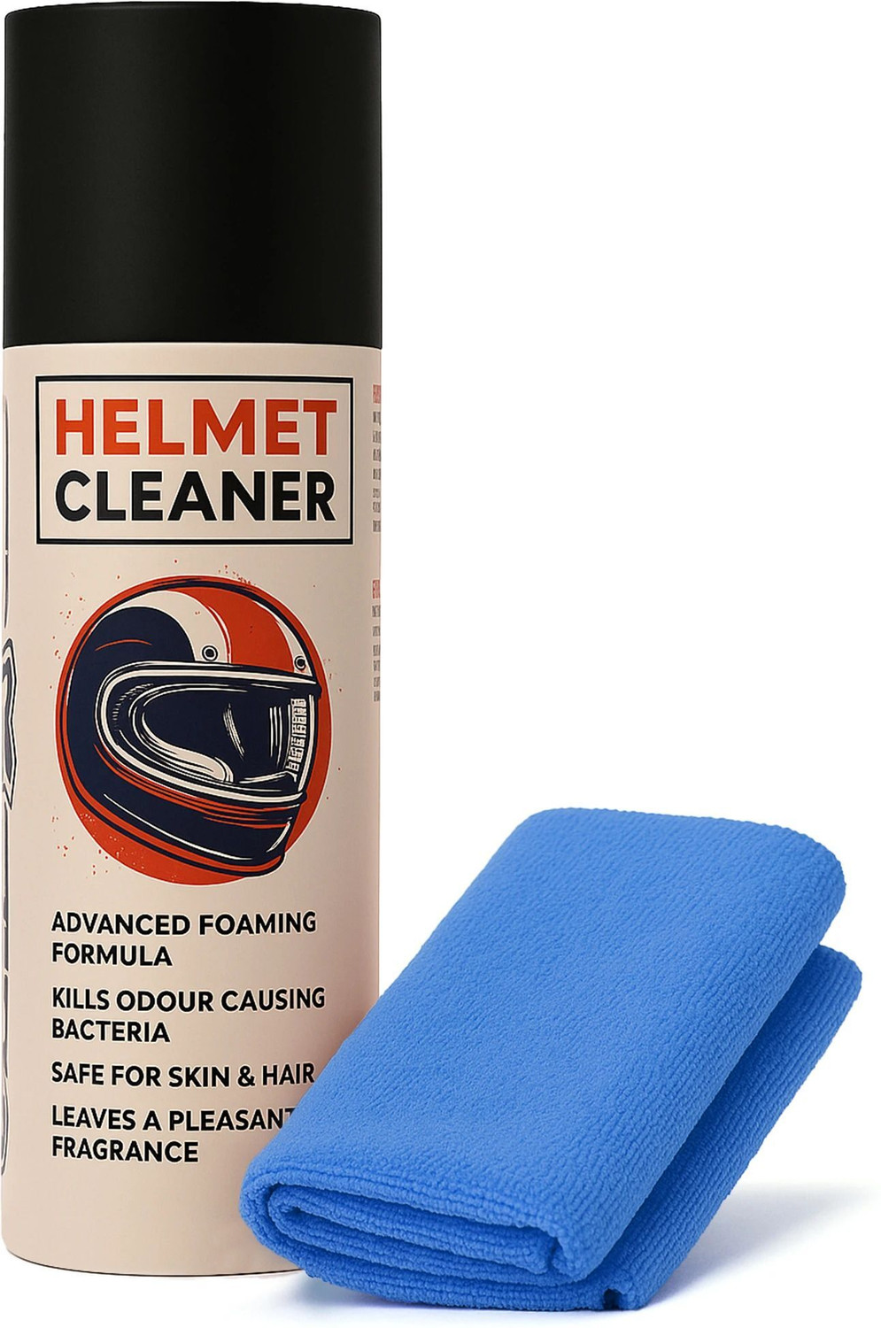 Image of ShineXPro Anti-Bacterial Foaming Helmet Cleaning Spray - Helmet Cleaner & Microfiber Cloth - Deep Clean, Safe for Hair & Skin, Freshens Vehicle Interior Cleaner