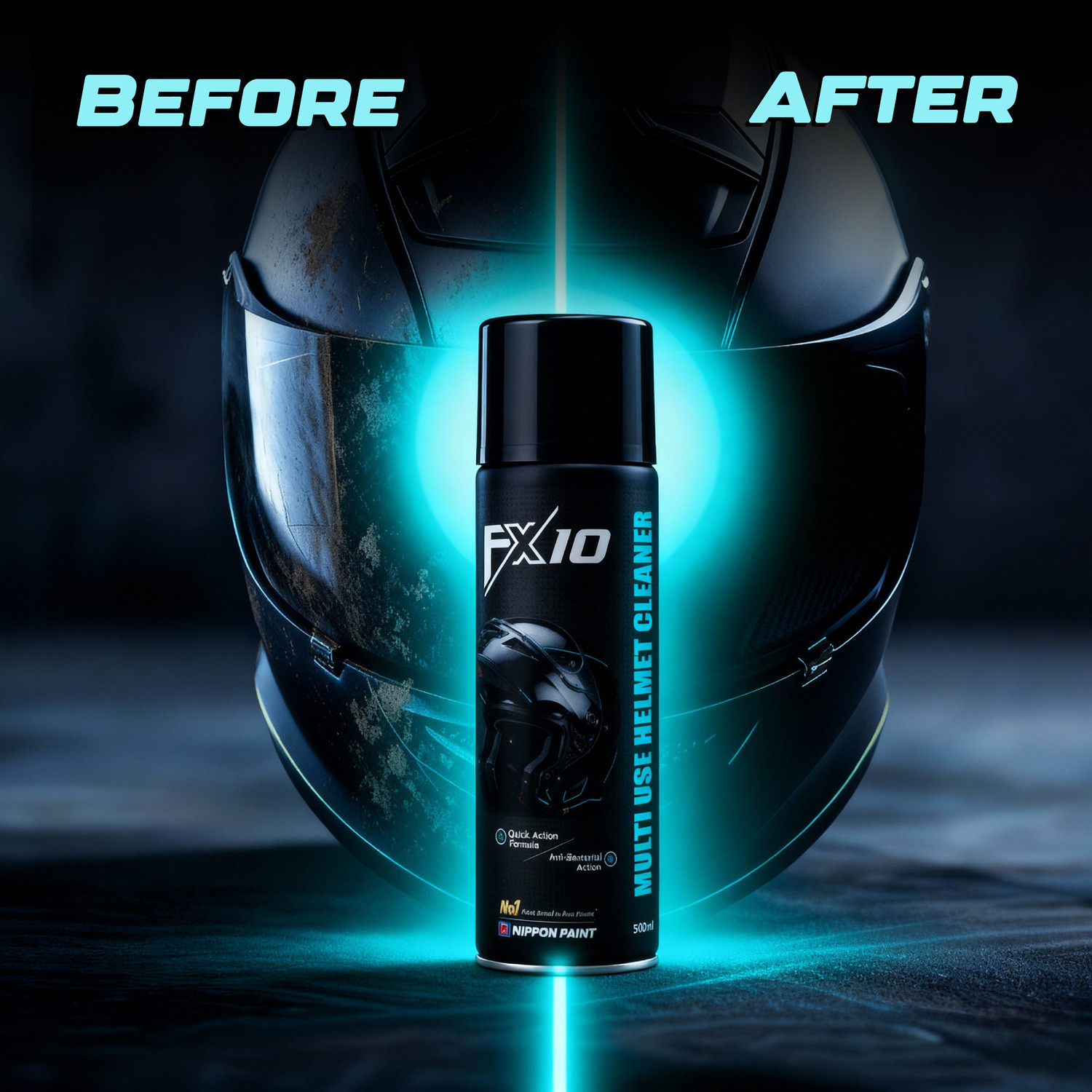 Image of Nippon Paint FX10 Helmet Cleaner Spray | Anti-Bacterial & Anti-Fungal Helmet Interior Cleaner | Removes Sweat, Odor & Dirt | Quick Dry No Water Formula Vehicle Interior Cleaner