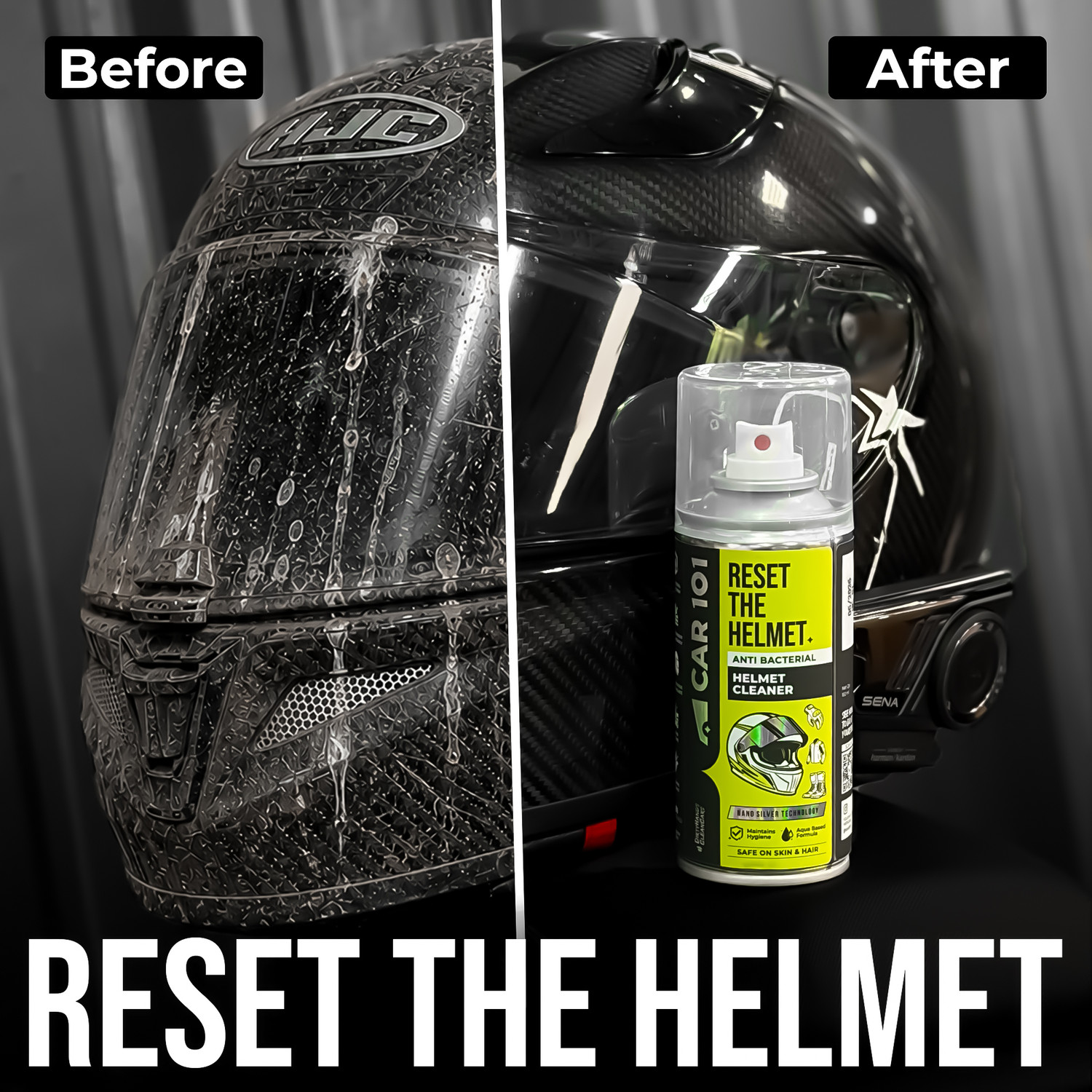 Image of Car 101 Helmet Cleaner Aqua Spray With Towel | Helmet Interior Cleaner Helmet Cleaner - Pack of 2 Vehicle Interior Cleaner (160 ml)