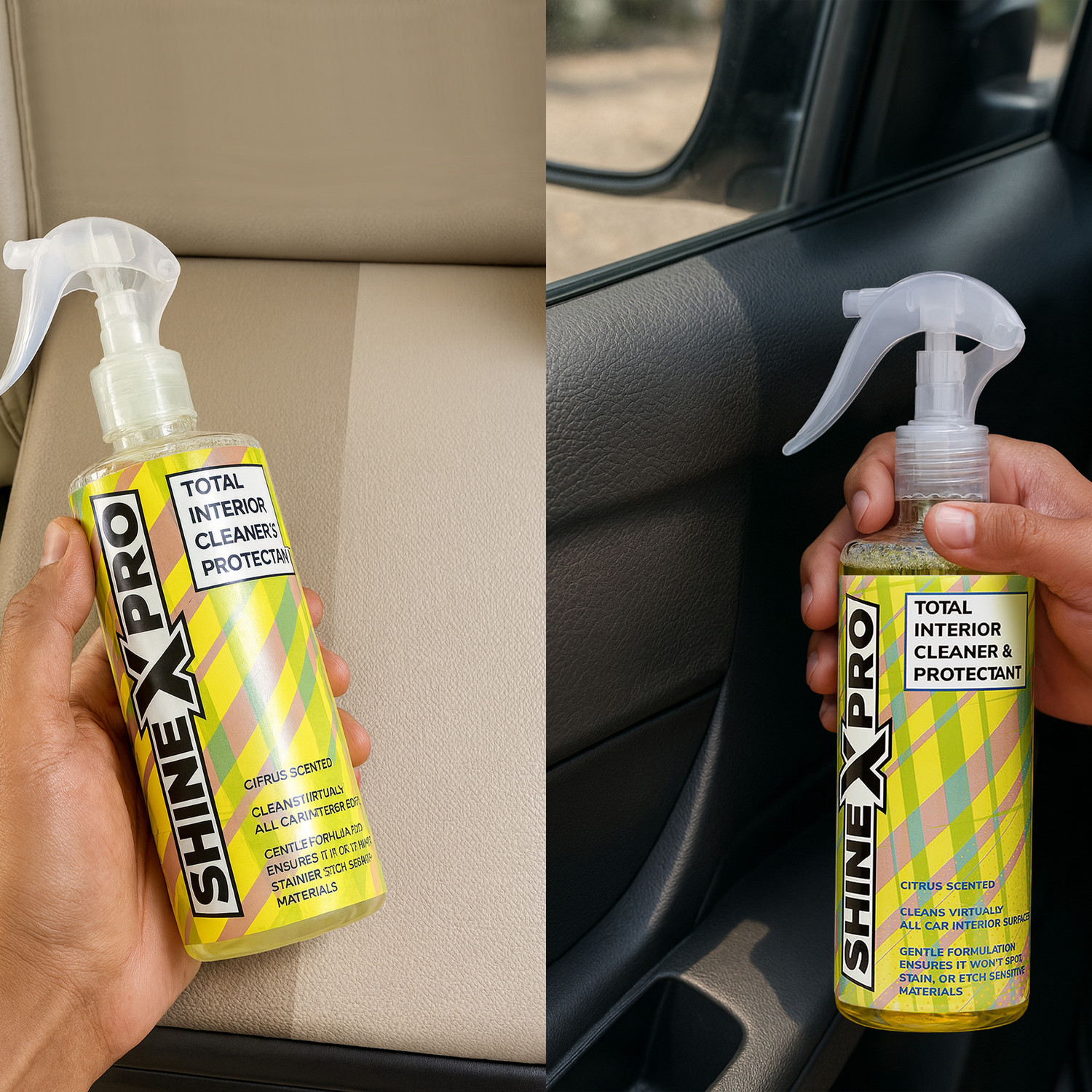 Image of ShineXPro Total Interior Cleaner - Citrus Scent, Infused UV Blockers Protect From Fading - Car Interior Cleaner - Safe As Car Seat Cleaner & For All Interior Surfaces Vehicle Interior Cleaner
