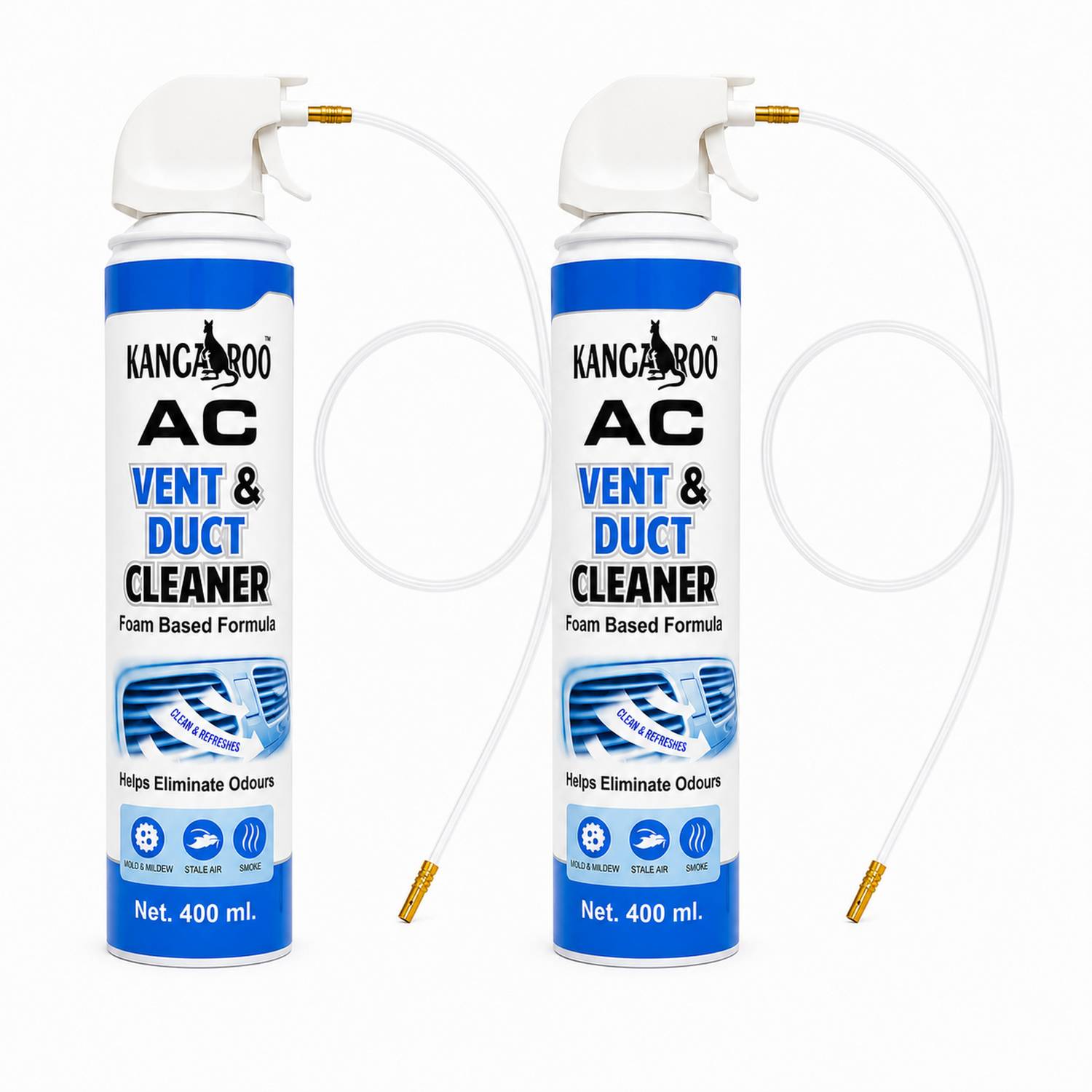 KANGAROO Car AC Vent & Duct Cleaner 400 ML Each Effective Cleaning 400 ML Each ( Pack of 2) Vehicle Interior Cleaner