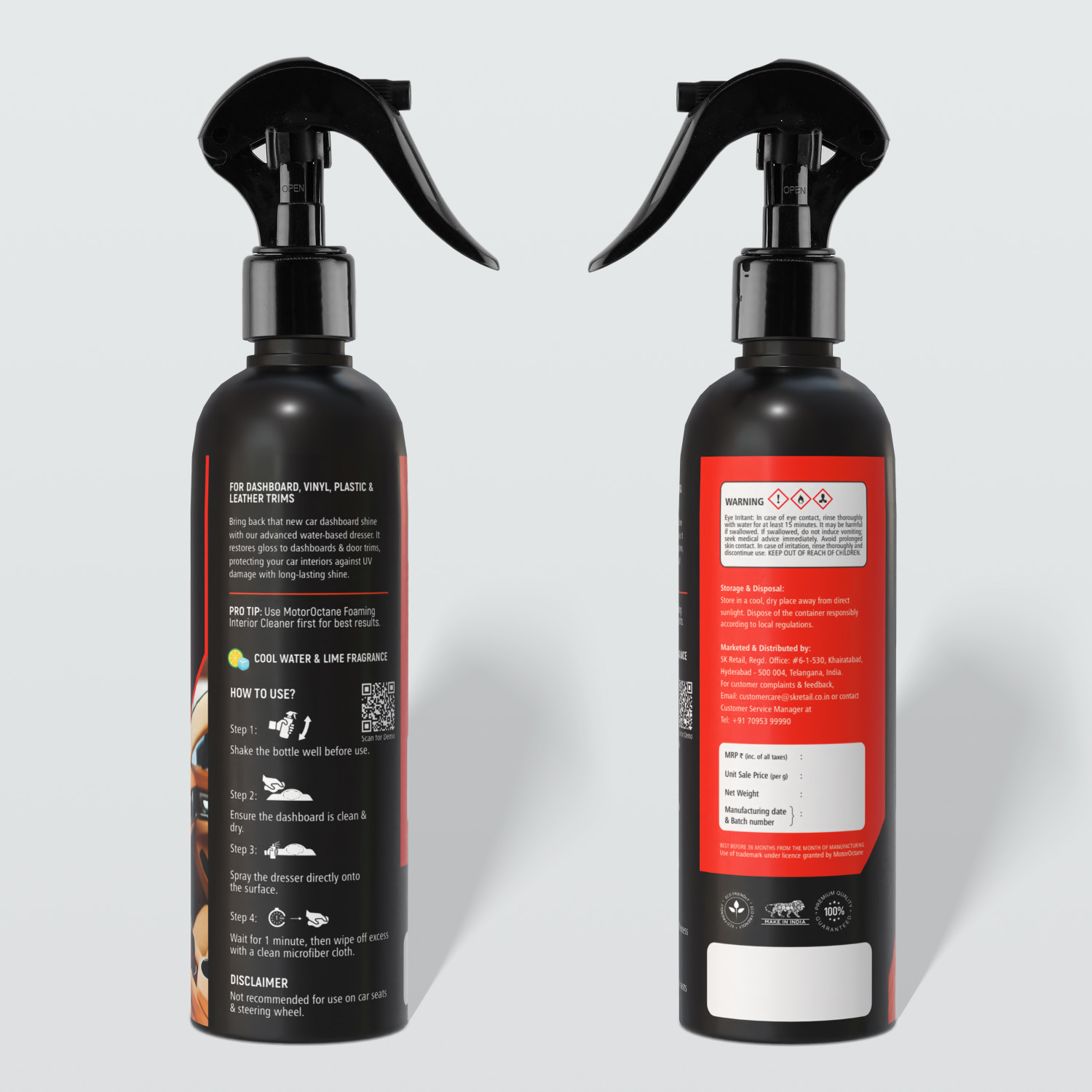 Image of MOTOROCTANE Car Dashboard Polish & Protectant Car Polish for Interior Plastic, Vinyl & Leather Trims - Lime Fragrance Vehicle Interior Cleaner