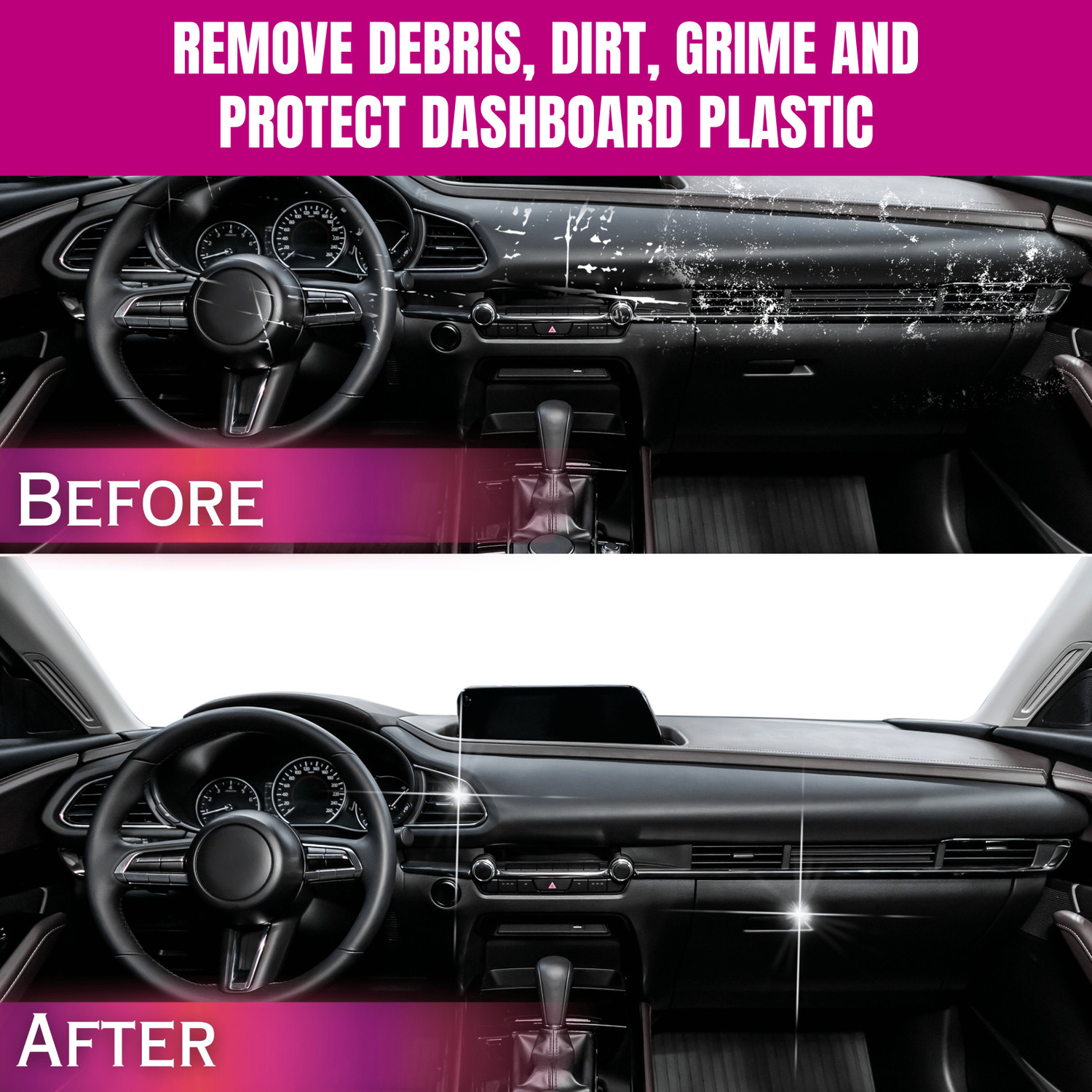 Image of Groommm Car Interior Cleaner & Dashboard Polish Combo (500Ml X 2) With Microfiber Cloth GRM DASH UPHOL COMBO Vehicle Interior Cleaner
