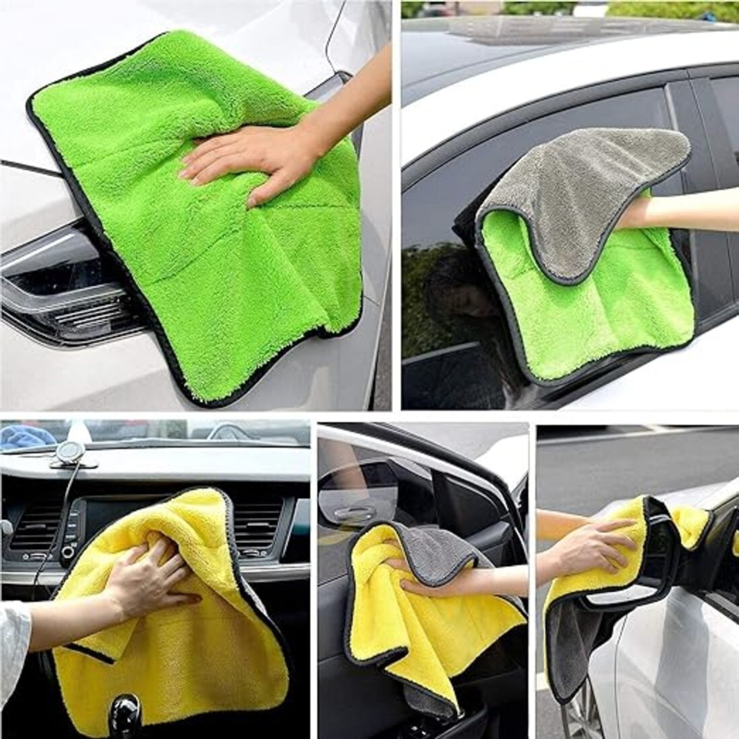 Image of JUNJULA Car Cleaning Kit 3pcs - Microfiber Duster, AC Vent Brush & Cleaning Towel J524256 Vehicle Interior Cleaner
